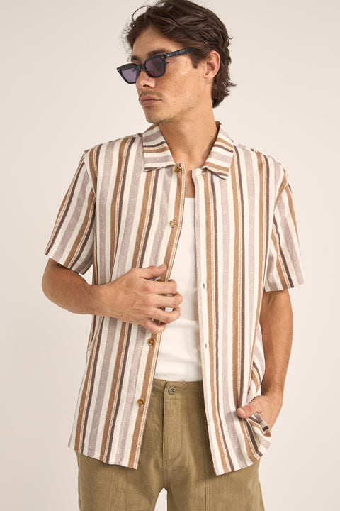 Rhythm Paisley Stripe Shirt Brown
