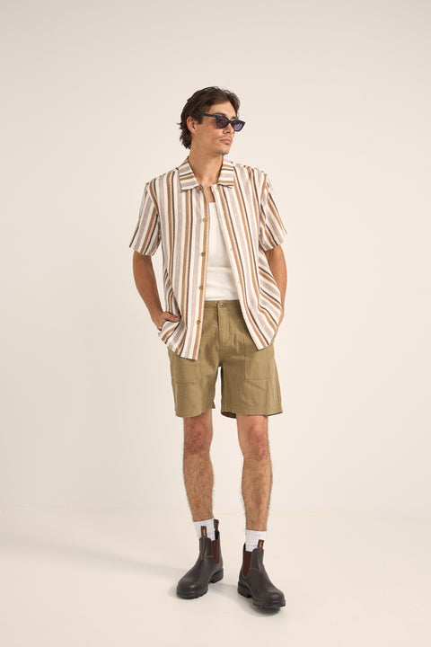 Rhythm Paisley Stripe Shirt Brown