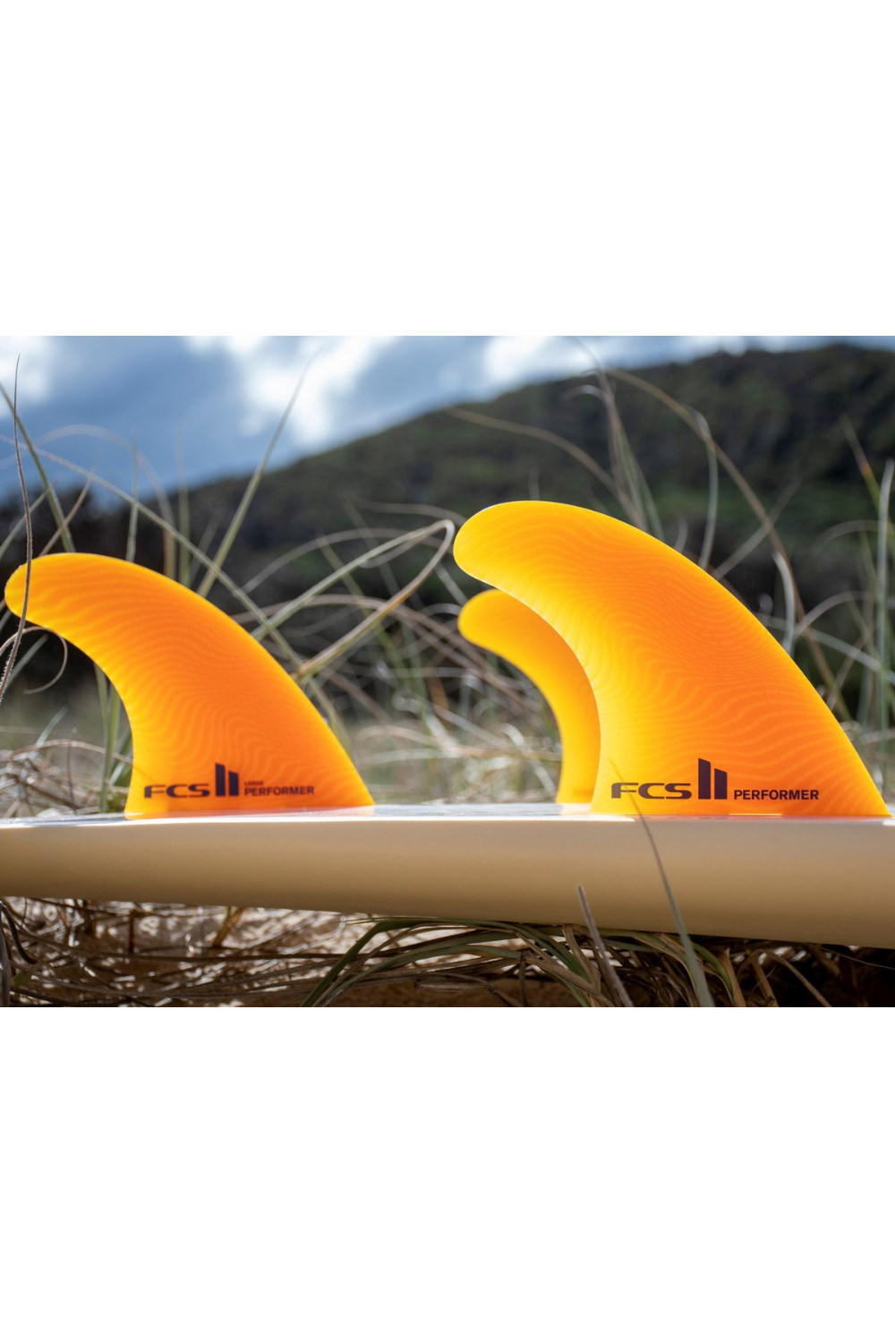 FCS II Performer Neo Glass Large Surfboard Tri Fins Mango