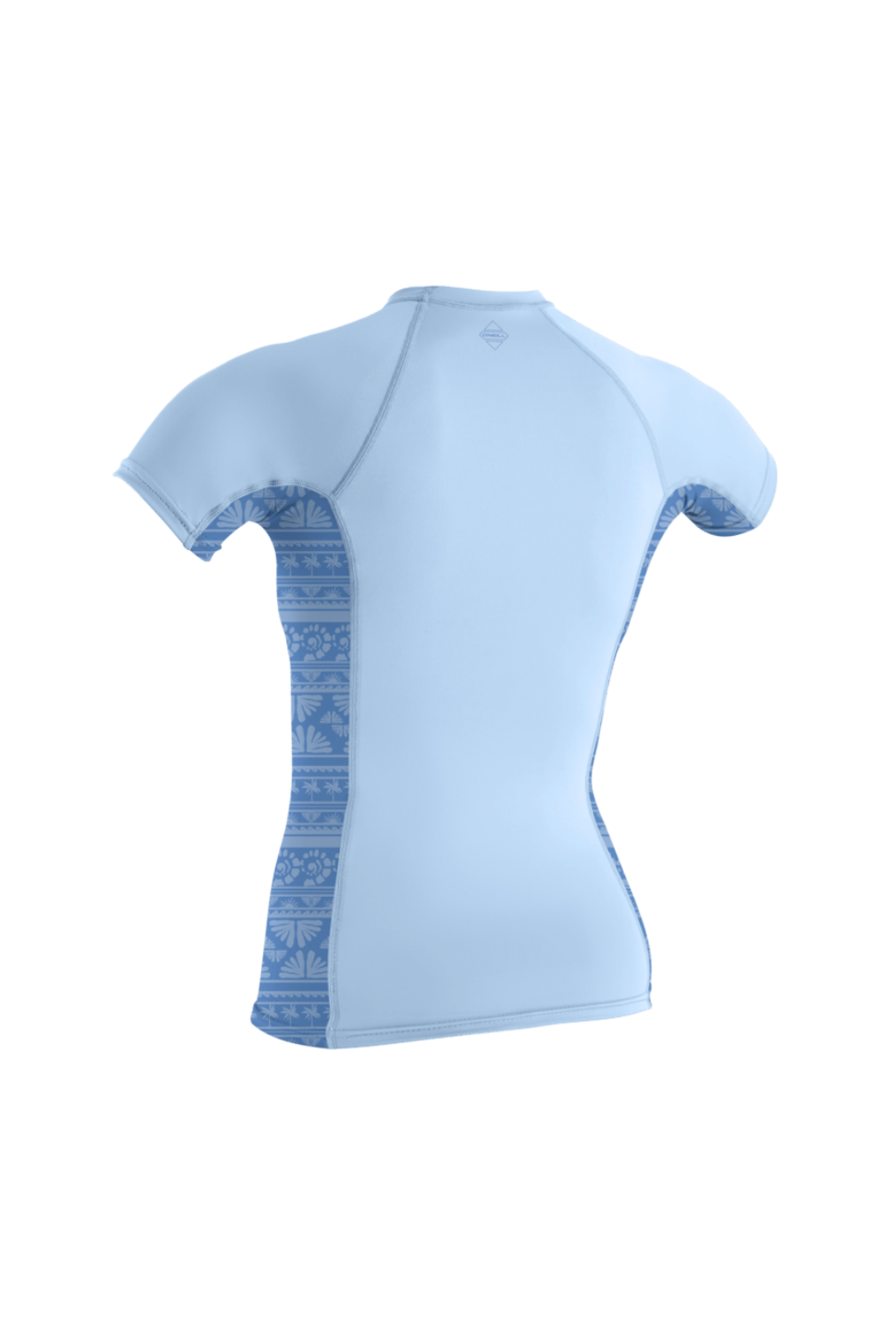 O'Neill Hyperfreak Skins Womens Rash Guard Short Sleeve Chambray Blue/Surf Abstract