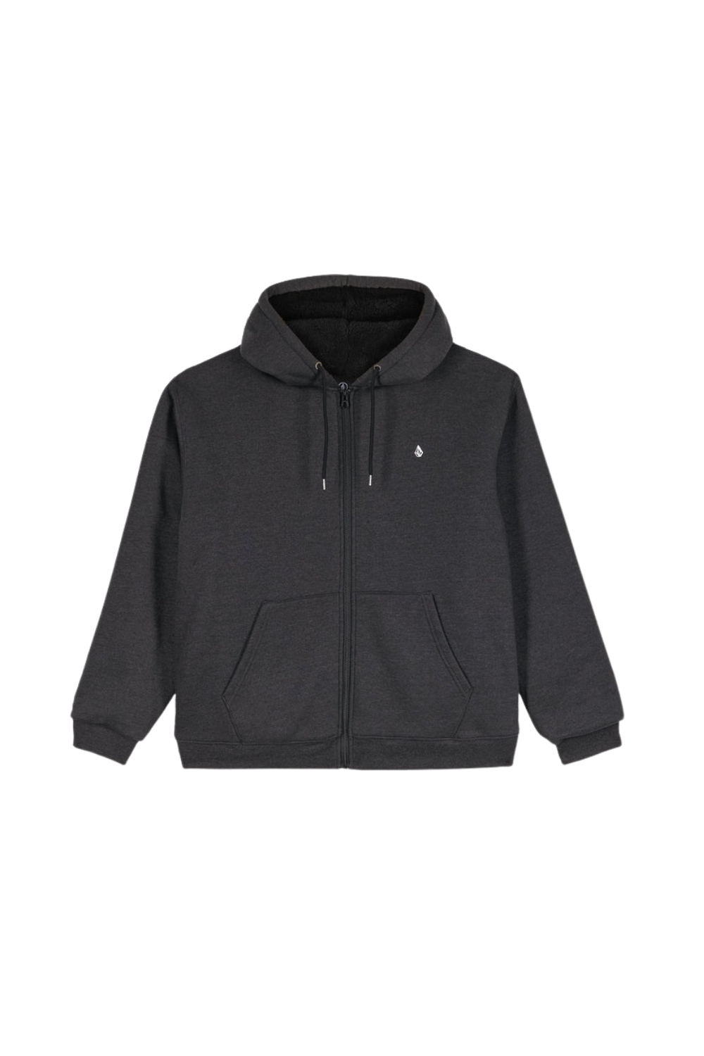 Volcom Single Stone Fleece Lined Full Zip Hoodie Heather Black