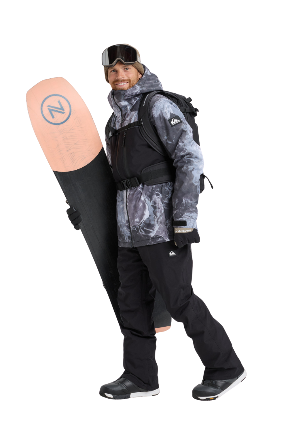 Quiksilver Mens Sycamore Printed Technical Snow Jacket Thermostamp Grayscale