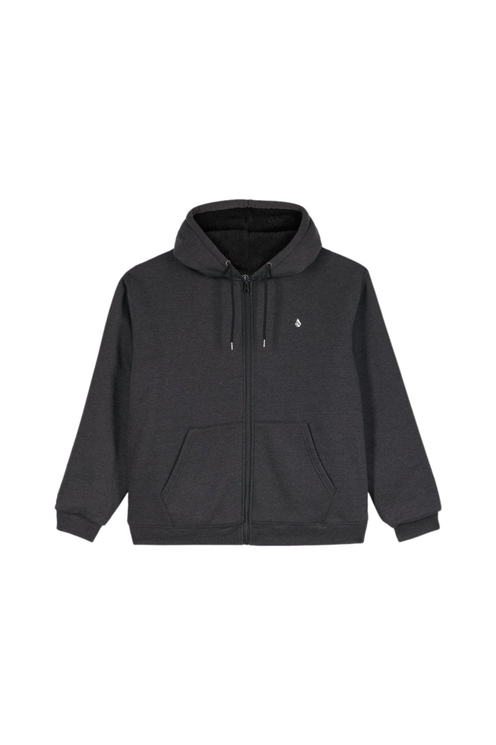 Volcom Single Stone Mens Lined Full Zip Hoodie Heather Black
