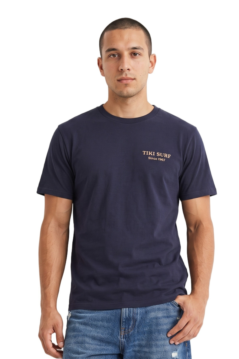 Tiki Saunton Longboard Mens T-Shirt Dark Navy
