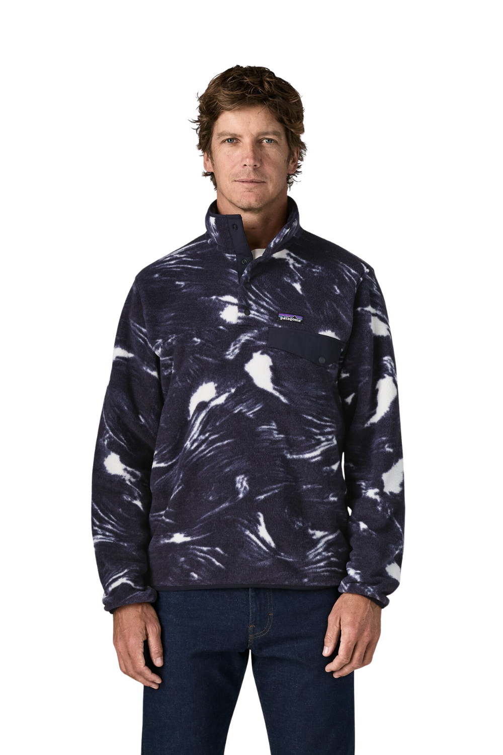 Patagonia Lightweight Synchilla Mens Snap-T Fleece Pullover Polar Breeze Sunken Blue