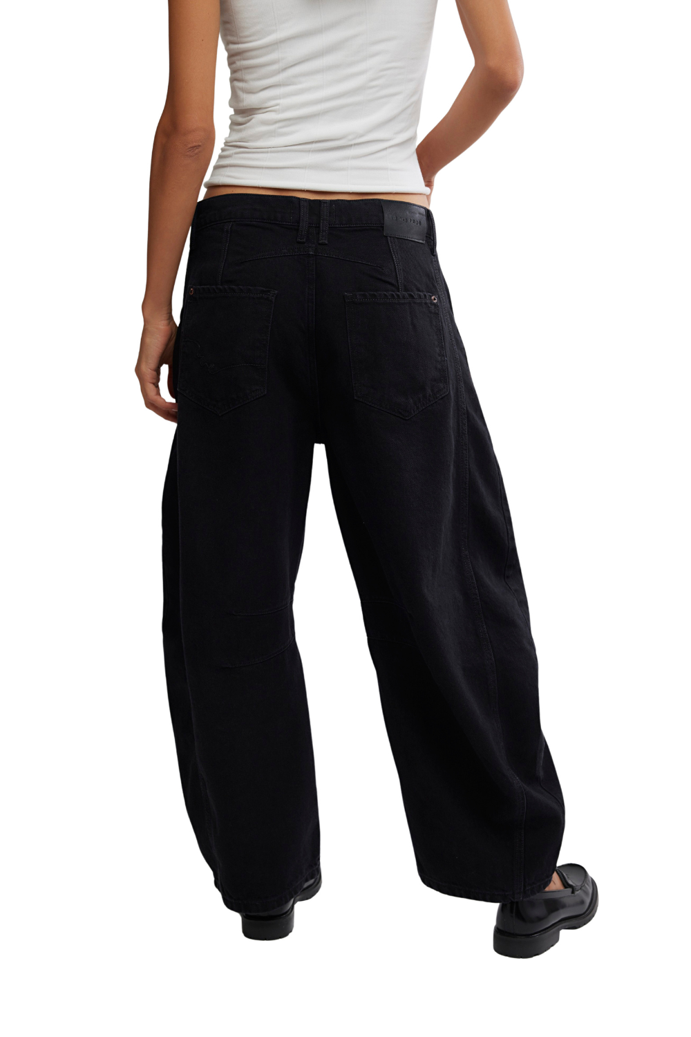 Free People Good Luck Mid Rise Womens Barrel Jeans Soundwave