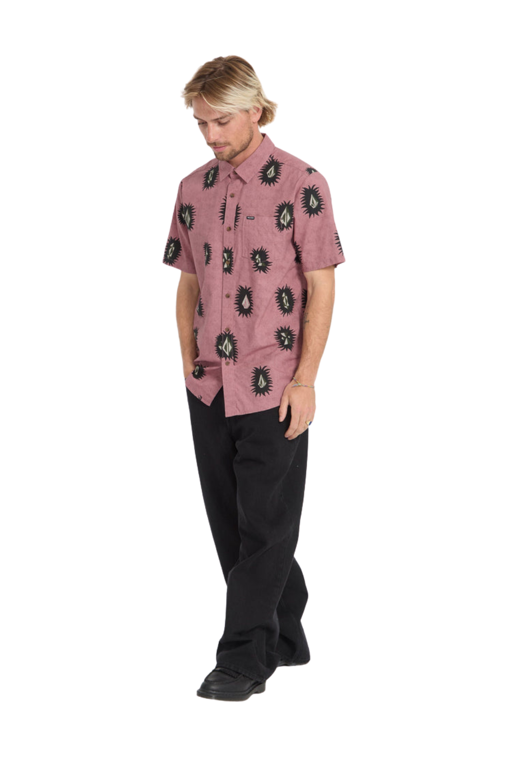 Volcom Markerstone Mens Short Sleeve Shirt Stone Rose