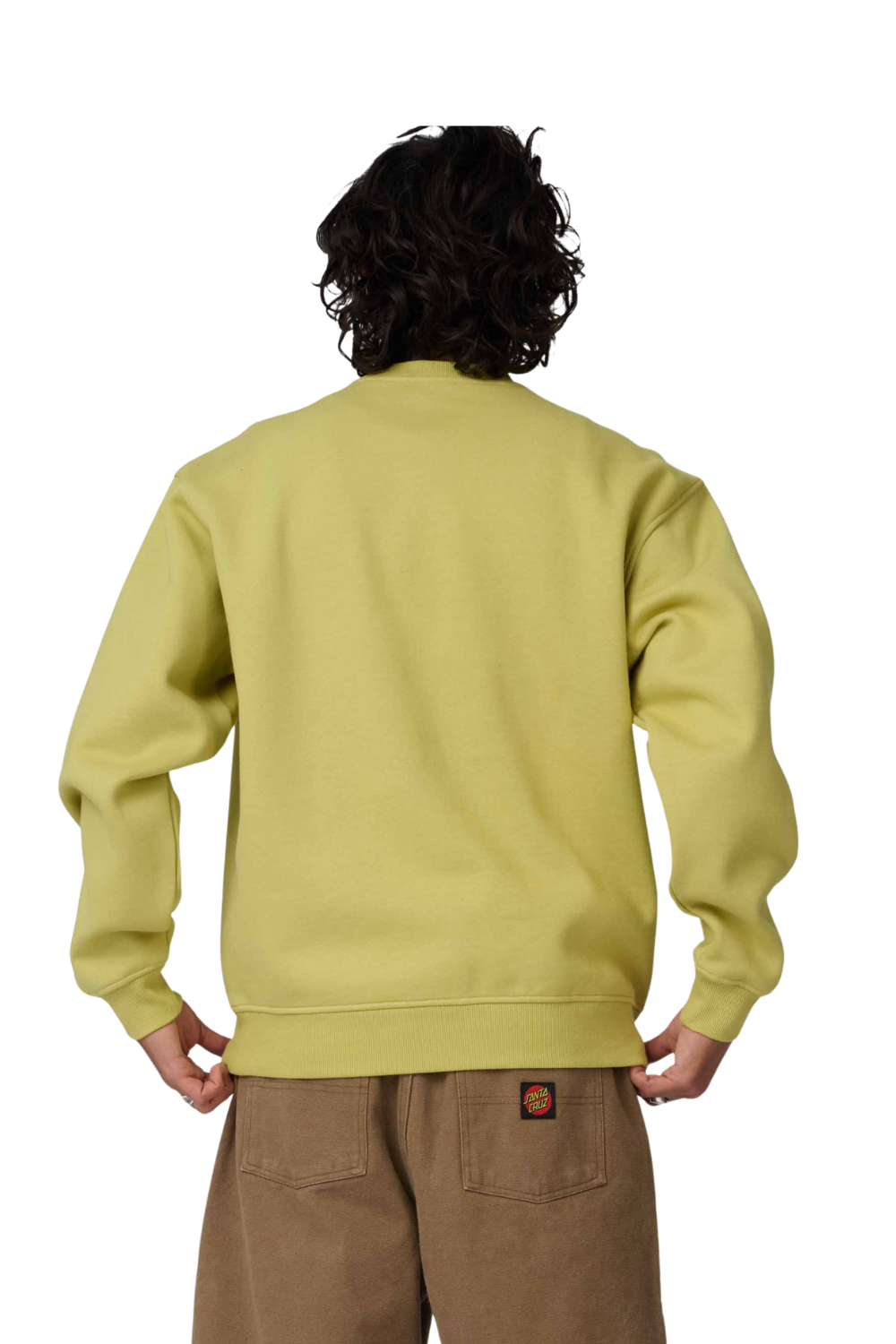 Santa Cruz Patch Strip Mens Crewneck Sweatshirt Faded Khaki