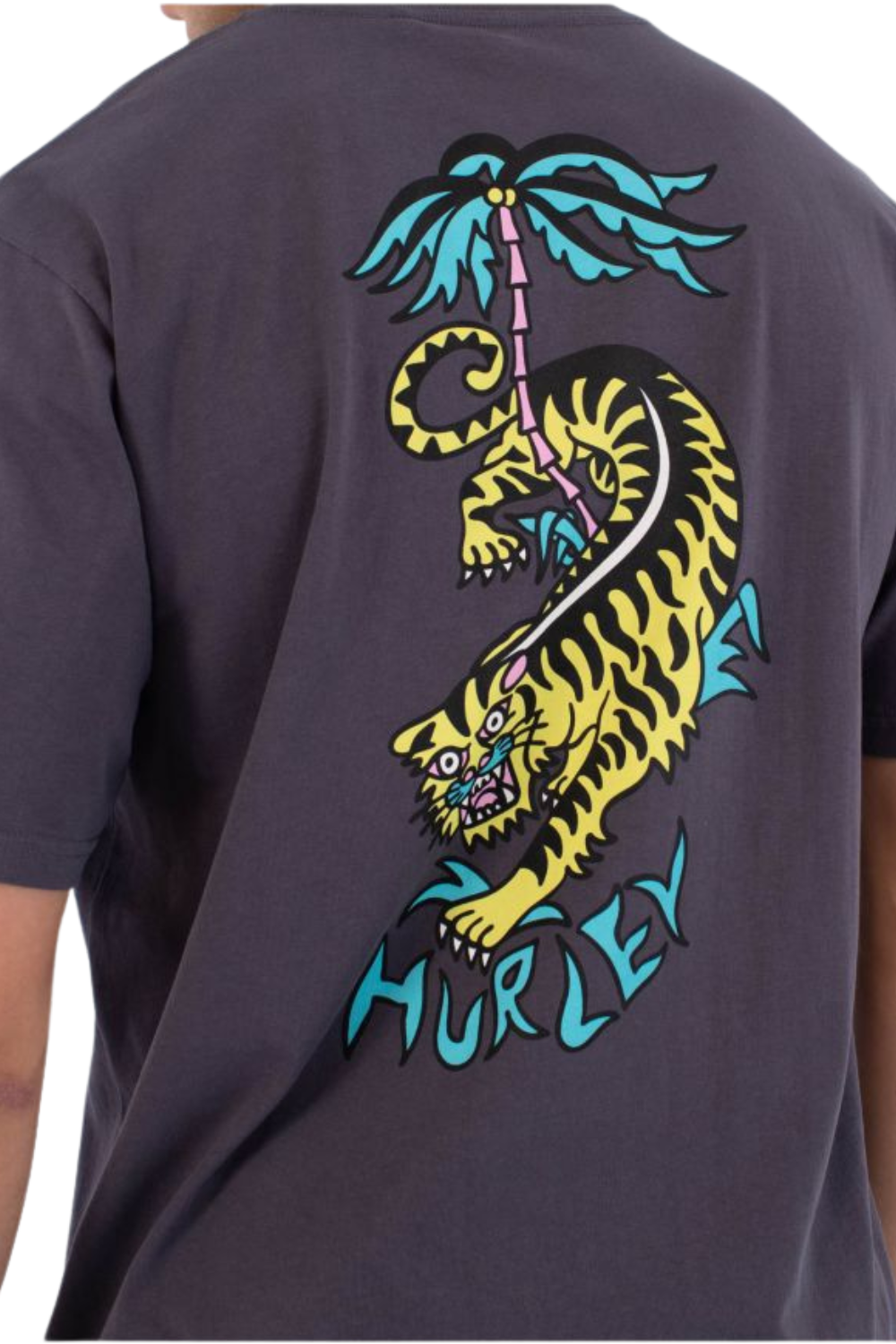 Hurley Etam Tiger Mens T-Shirt Dark Stone Grey