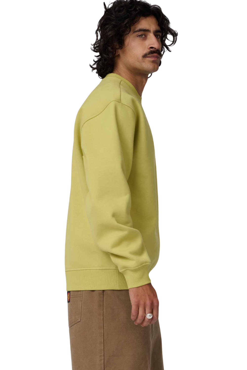 Santa Cruz Patch Strip Mens Crewneck Sweatshirt Faded Khaki