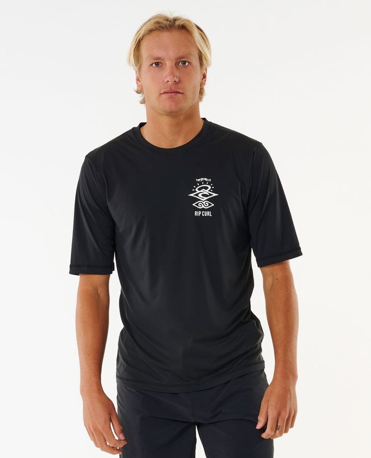 Rip Curl Icons Surflite Upf Short Sleeve Rashvest Black