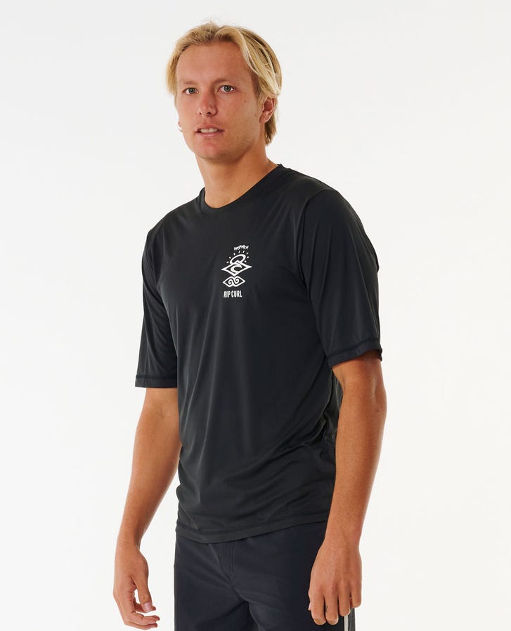 Rip Curl Icons Surflite Upf Short Sleeve Rashvest Black