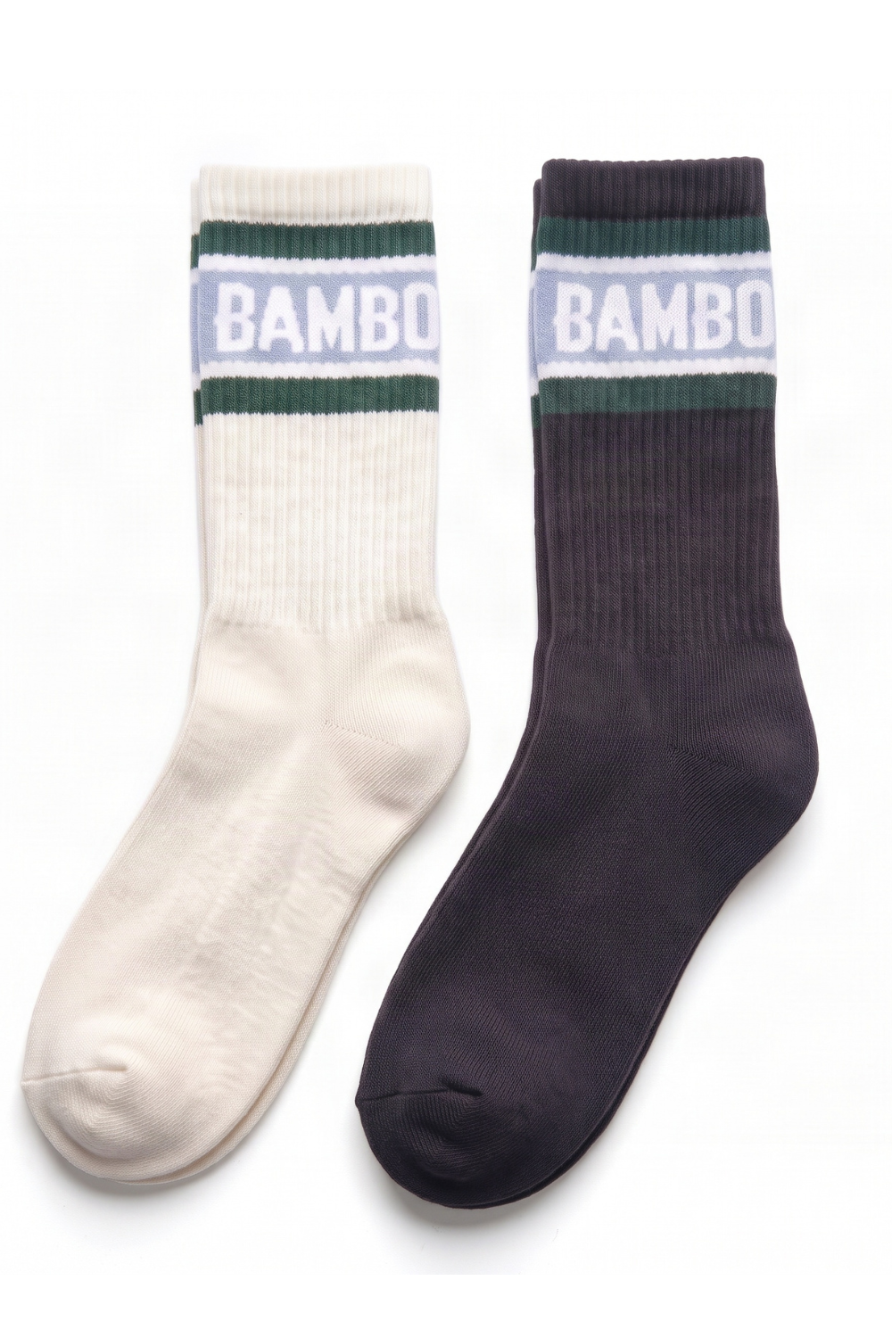 BamBooBay Bamboo Crew Socks 2 Pack Charcoal/White