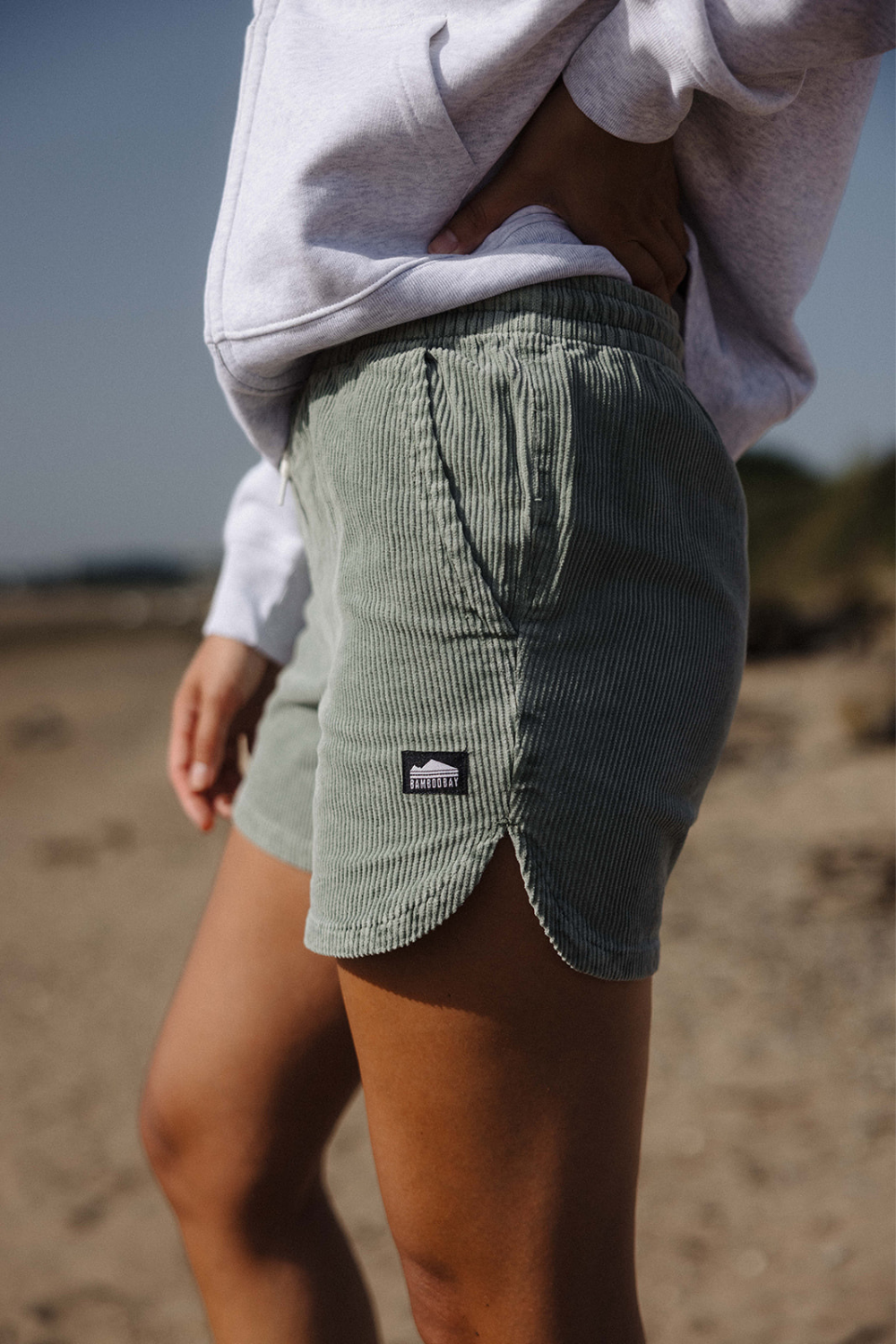 BamBooBay Womens Chill Cord Shorts Sage Green
