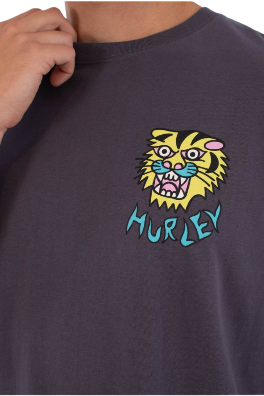 Hurley Etam Tiger Mens T-Shirt Dark Stone Grey