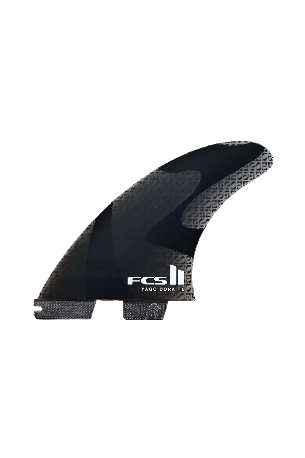 FCS II Yago Dora Signature PG Tri Surfboard Fin Set Smoke
