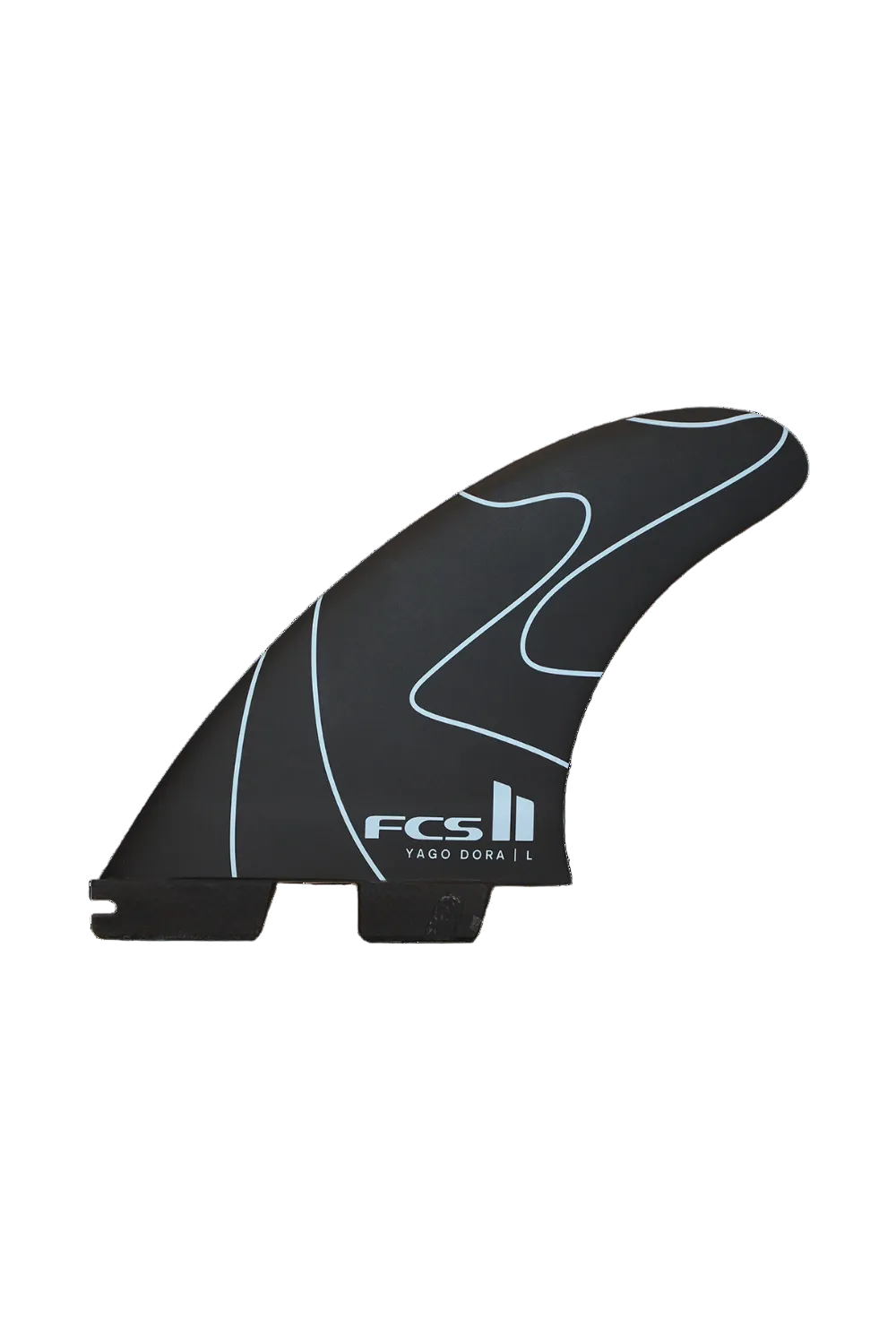 FCS II Yago Dora PC Tri Surfboard Fin Set Flux/Charcoal