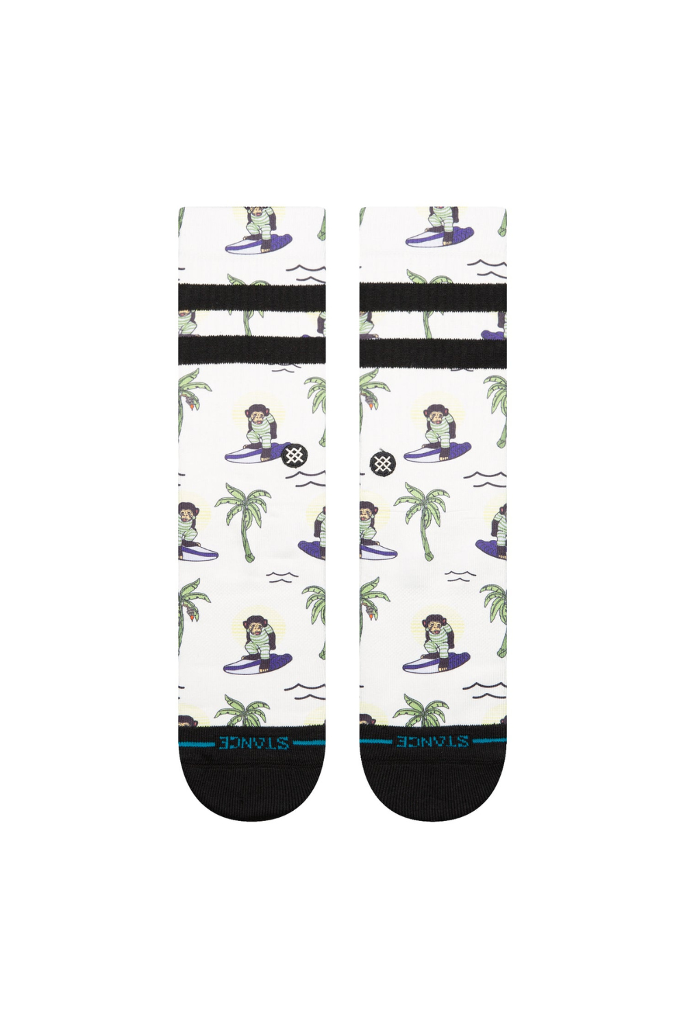 Stance Surfin Monkey Crew Socks White