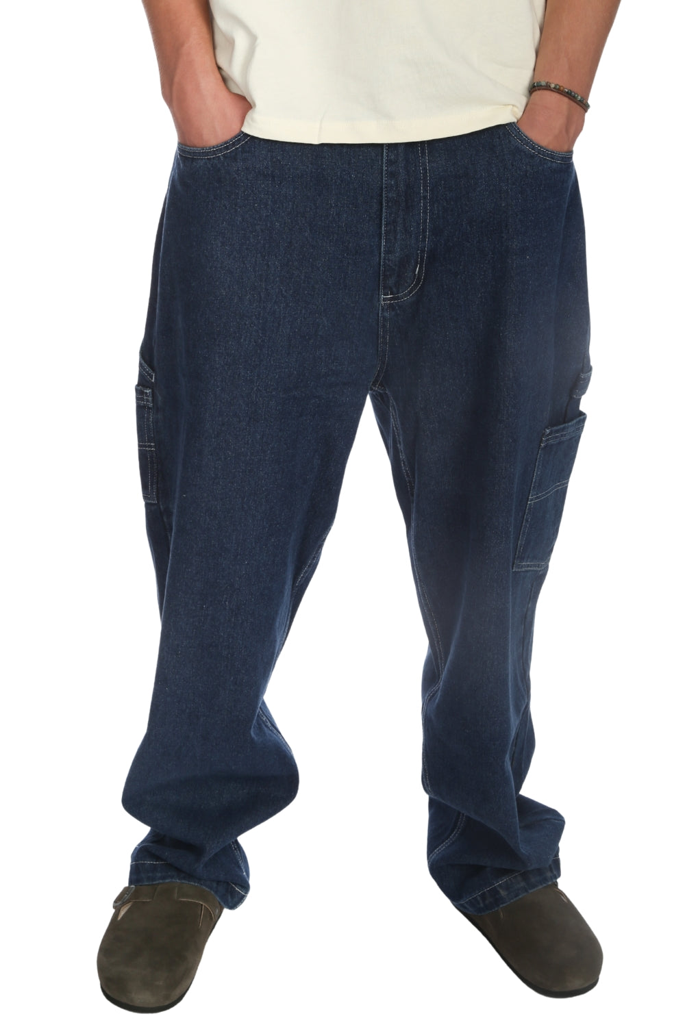 Santa Cruz Mens Carpenter Big Pants Dark Denim White