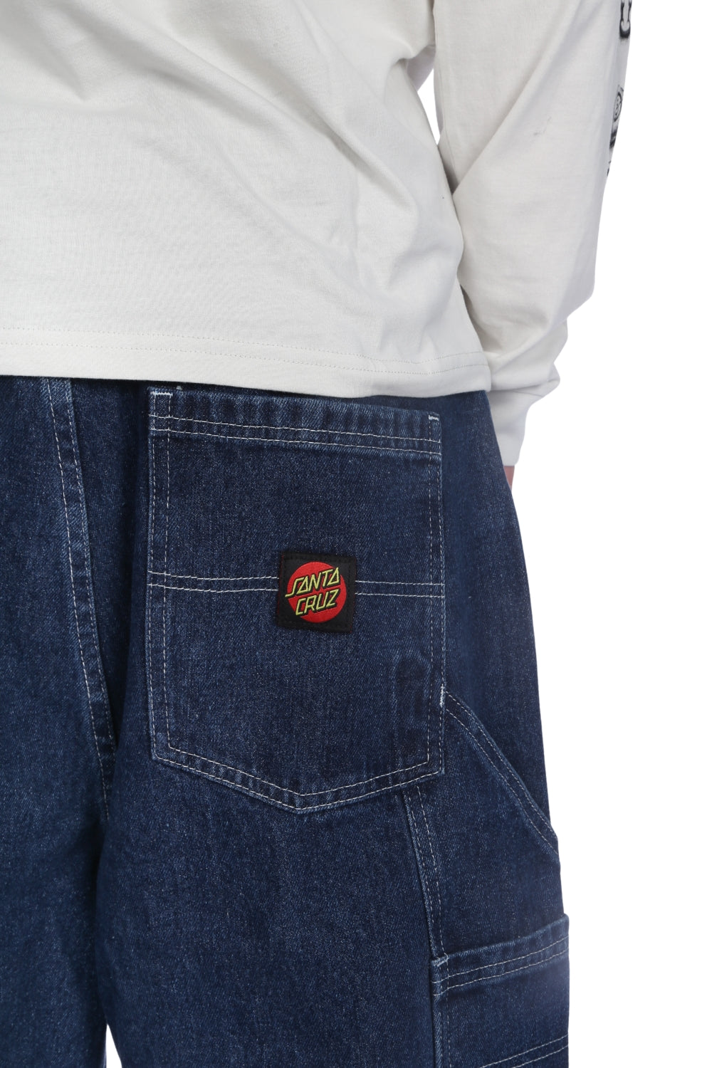 Santa Cruz Mens Carpenter Big Pants Dark Denim White