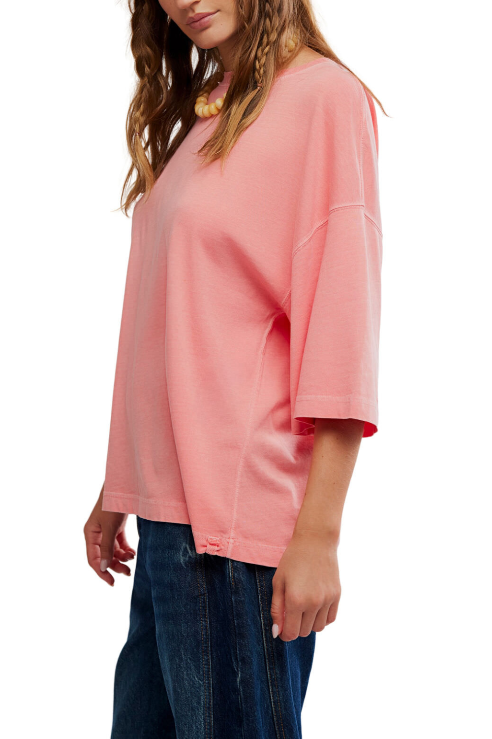 Free People Perfect Oversized T-Shirt Coral Crimson
