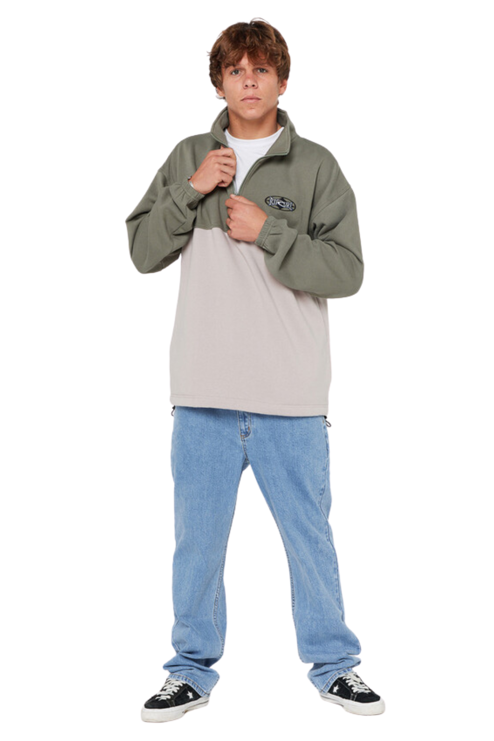 Rip Curl Heritage Oval 1/4 Zip Crew Cactus Green