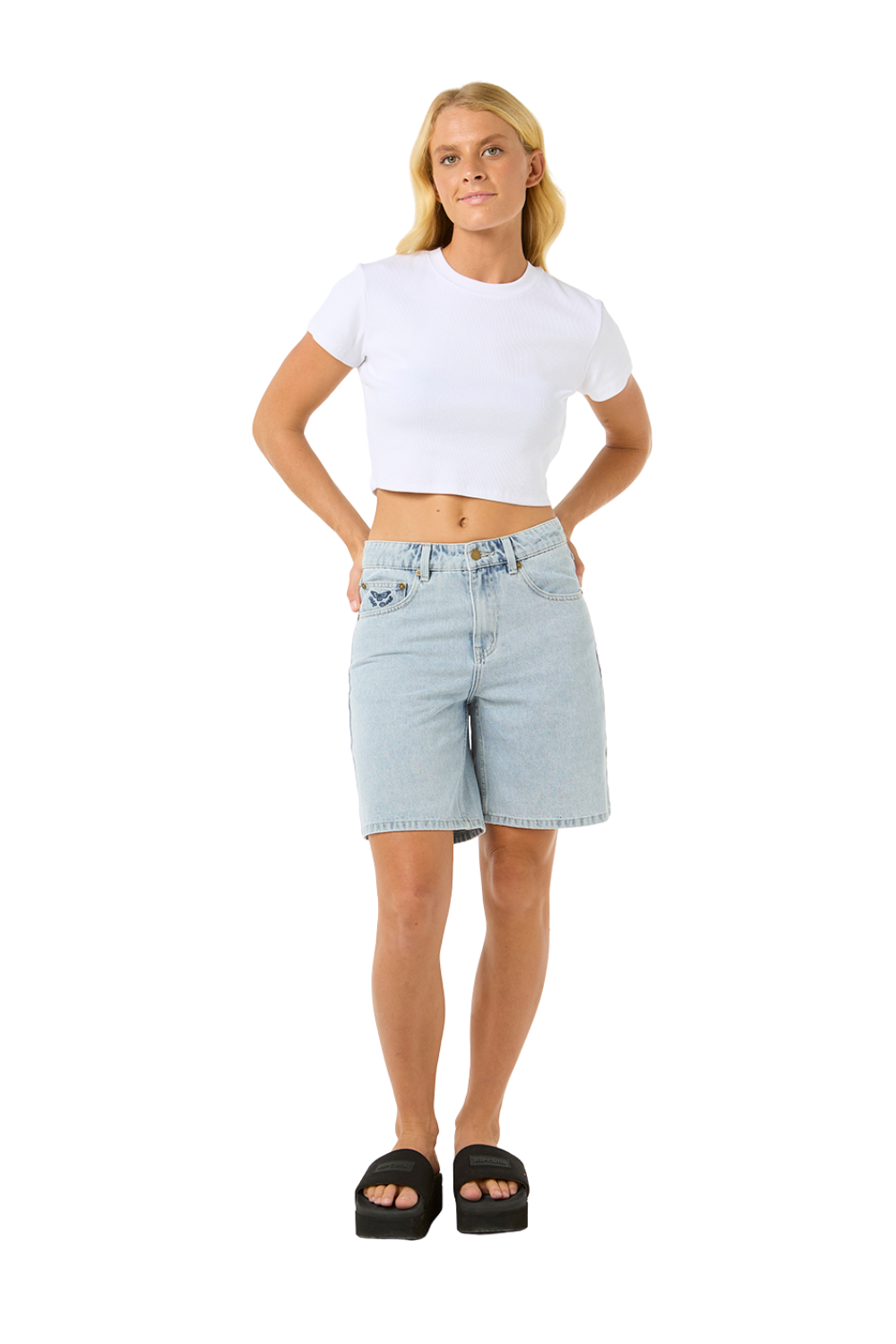 Rip Curl Aggie Relaxed Womens Denim Shorts Vintage Blue