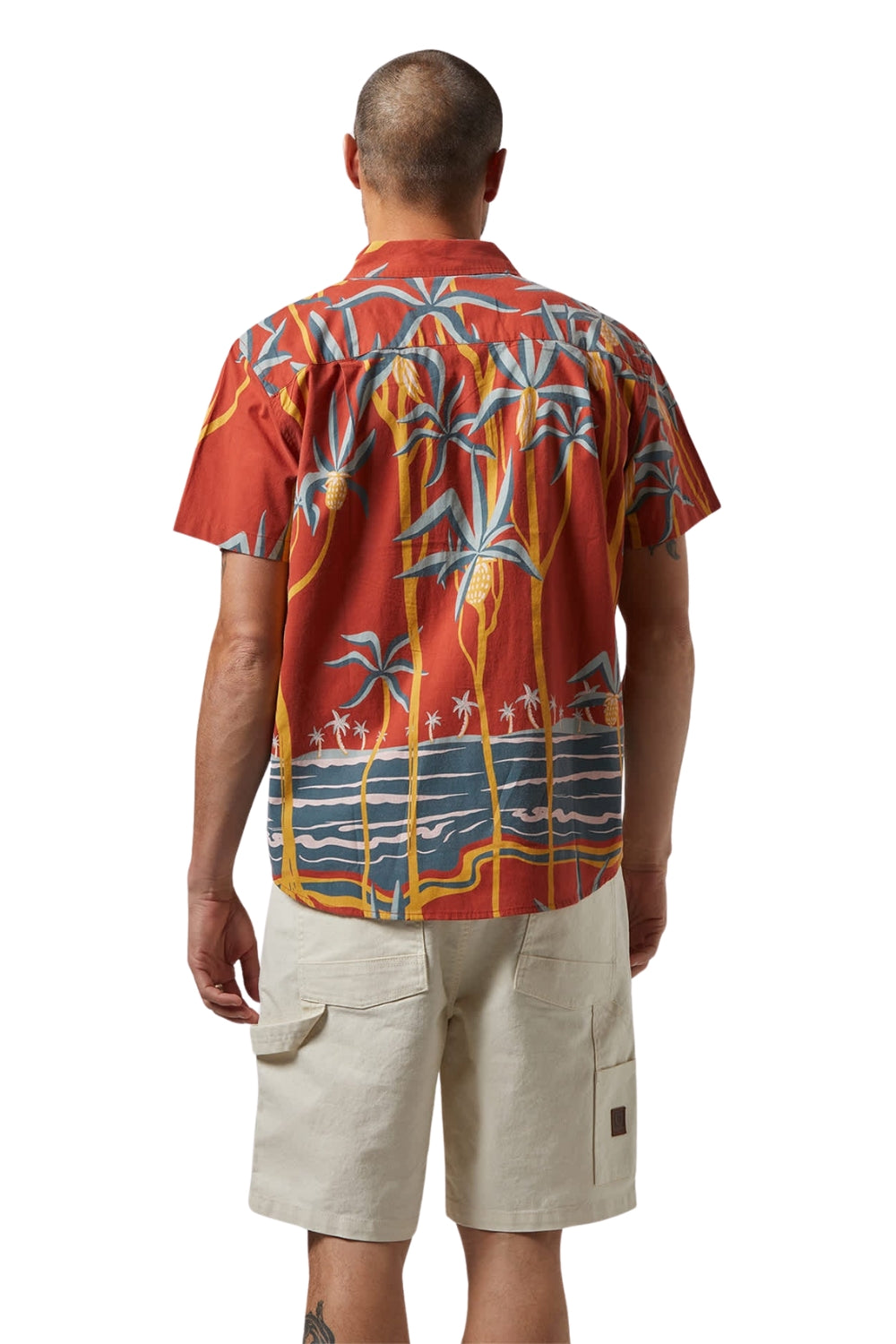 Brixton Charter Print Short Sleeve Woven Shirt Dark Red Scenic Trip