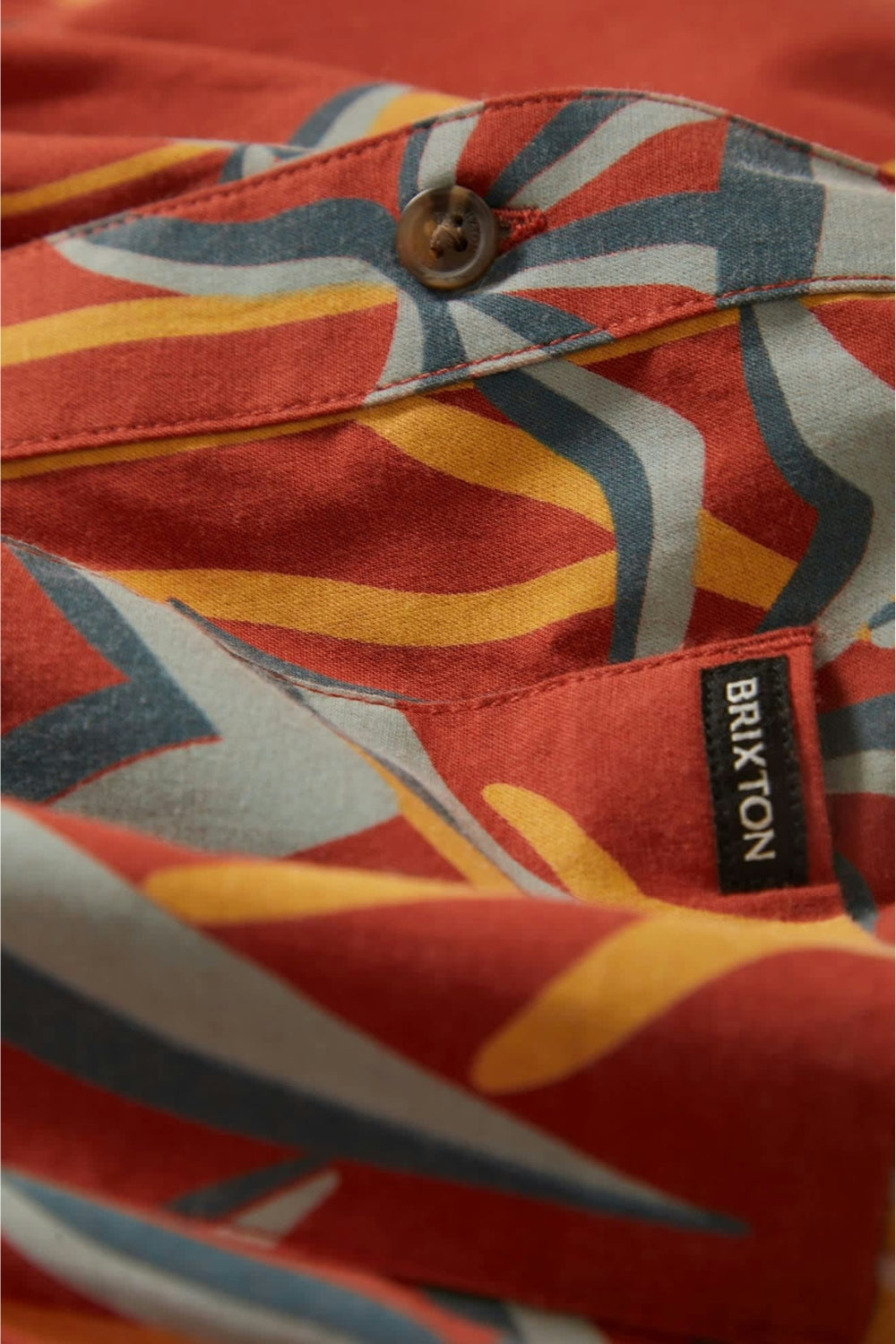 Brixton Charter Print Short Sleeve Woven Shirt Dark Red Scenic Trip