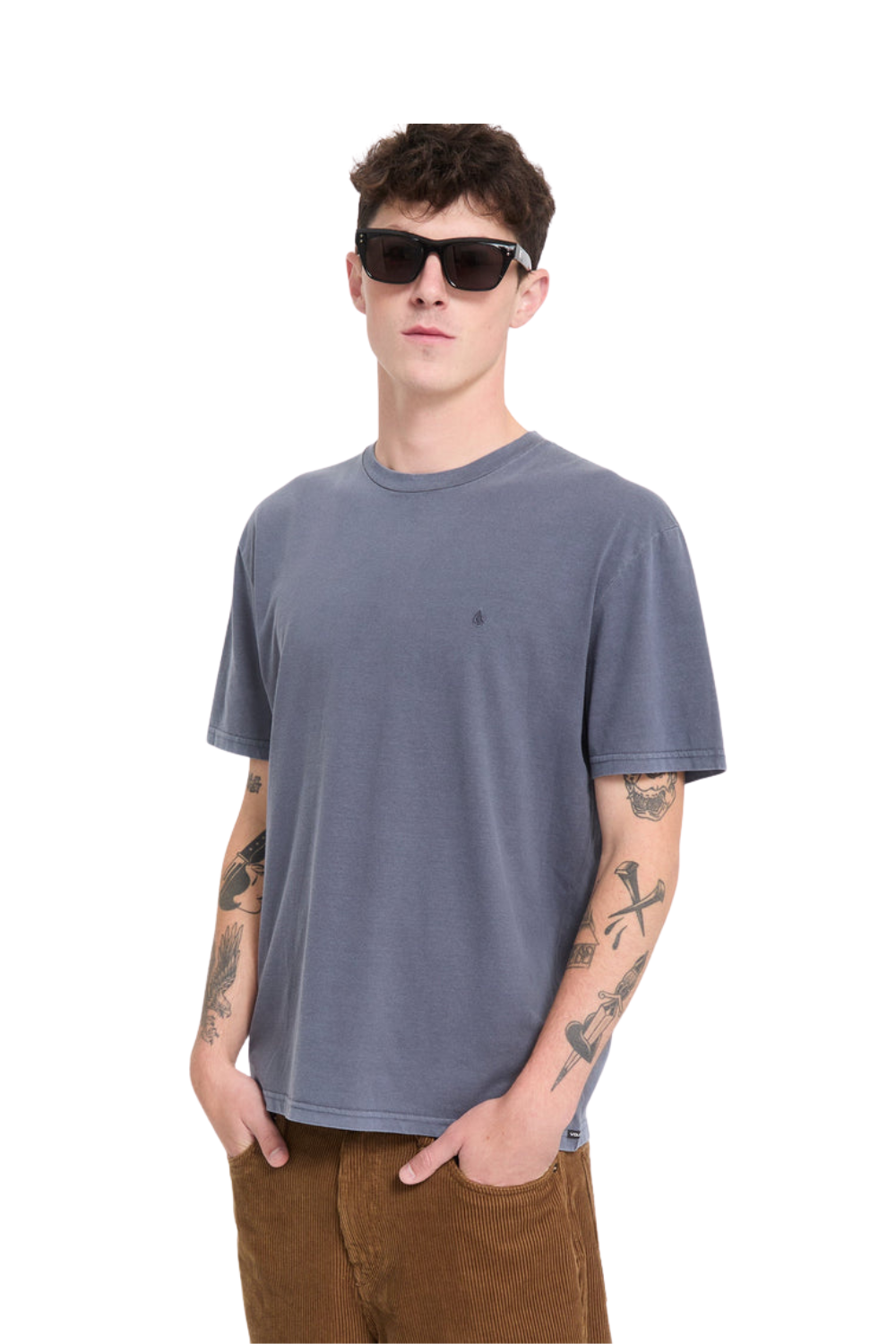 Volcom Solid Stone Mens T-Shirt Storm Blue