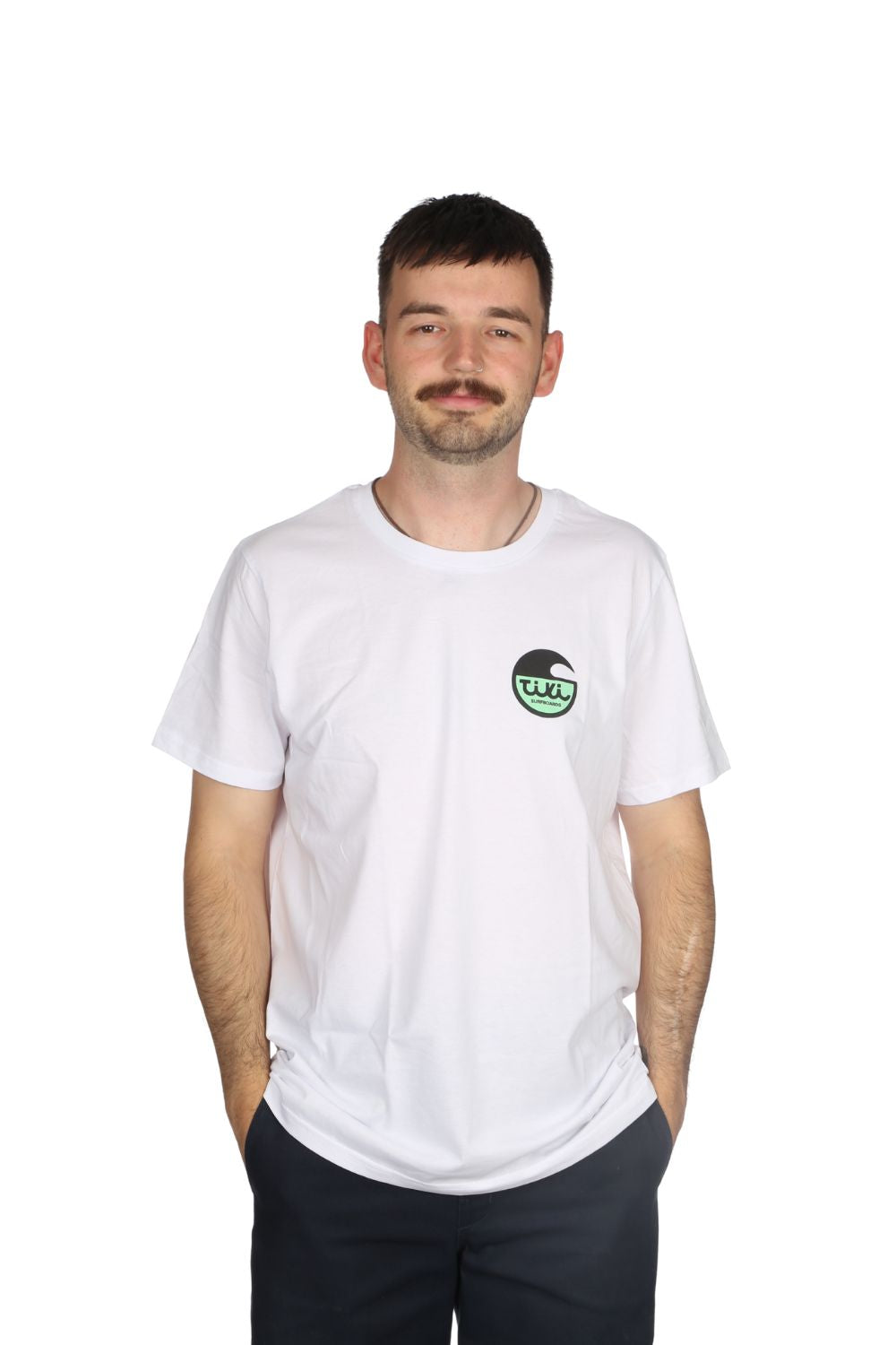 Tiki Surfboard Logo T-Shirt Vintage White