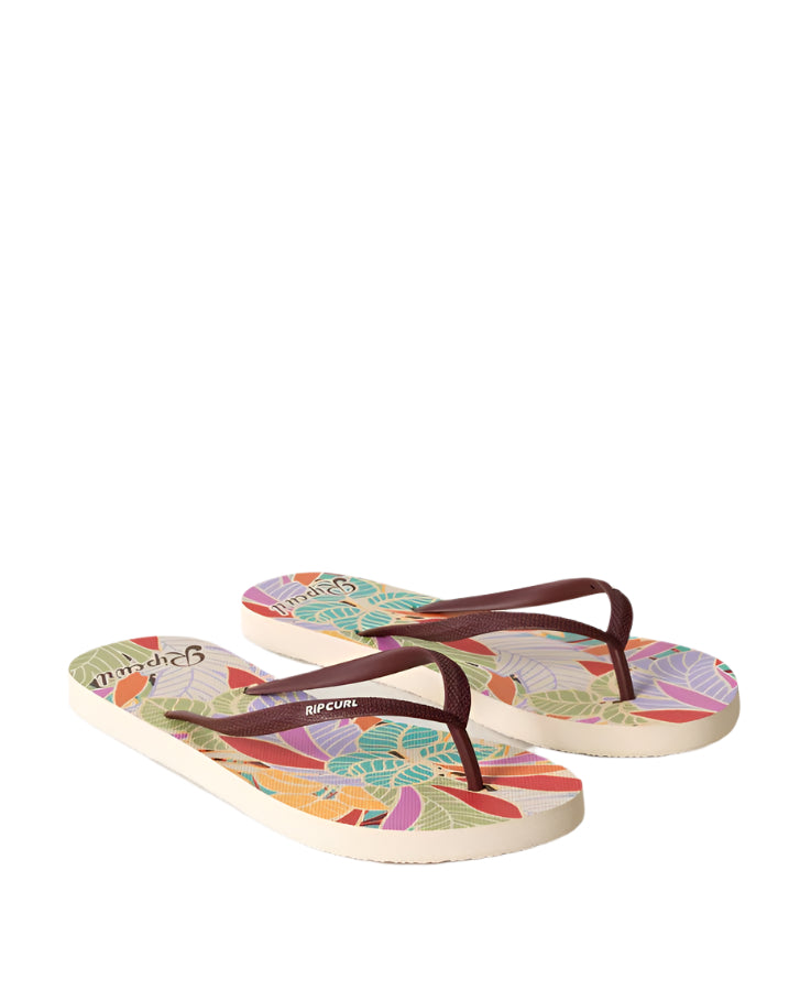 Rip Curl Mixed Bloom Open Toe Flip Flop Floral Brown