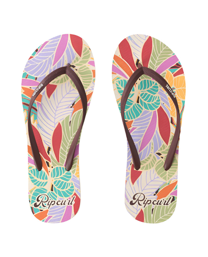 Rip Curl Mixed Bloom Open Toe Flip Flop Floral Brown