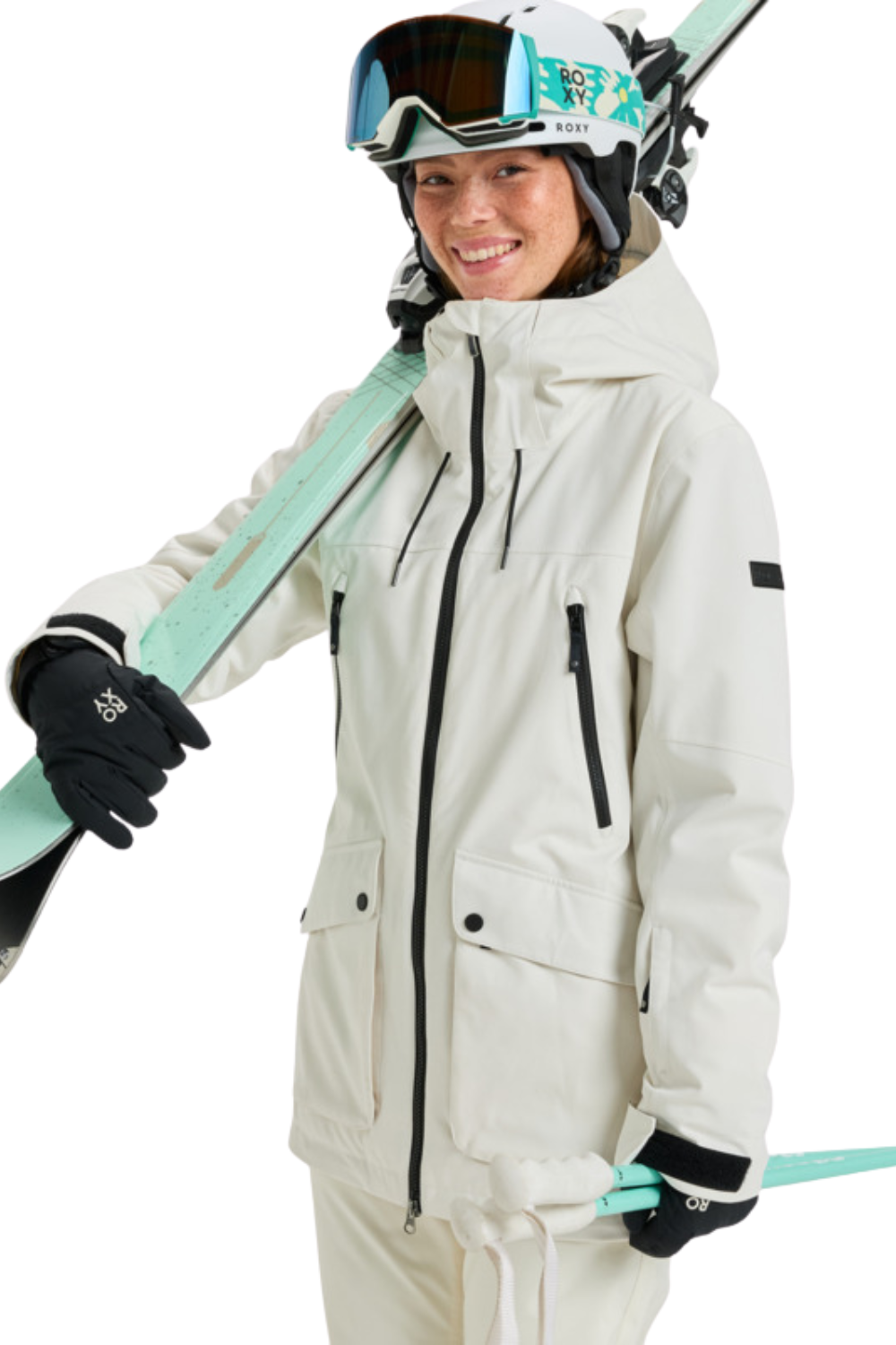 Roxy Womens Stated Technical Snow Jacket Whisper White