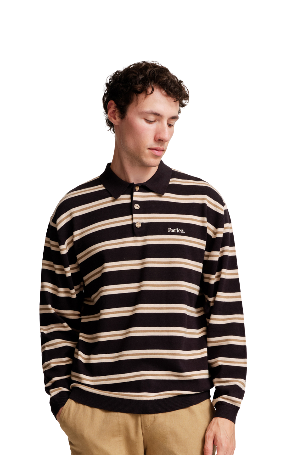 Parlez Aspen Long Sleeve Polo Knit Black