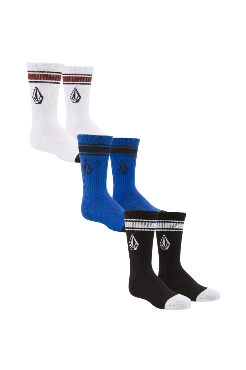 Volcom Kids Full Stone 3 Pack Socks Multi