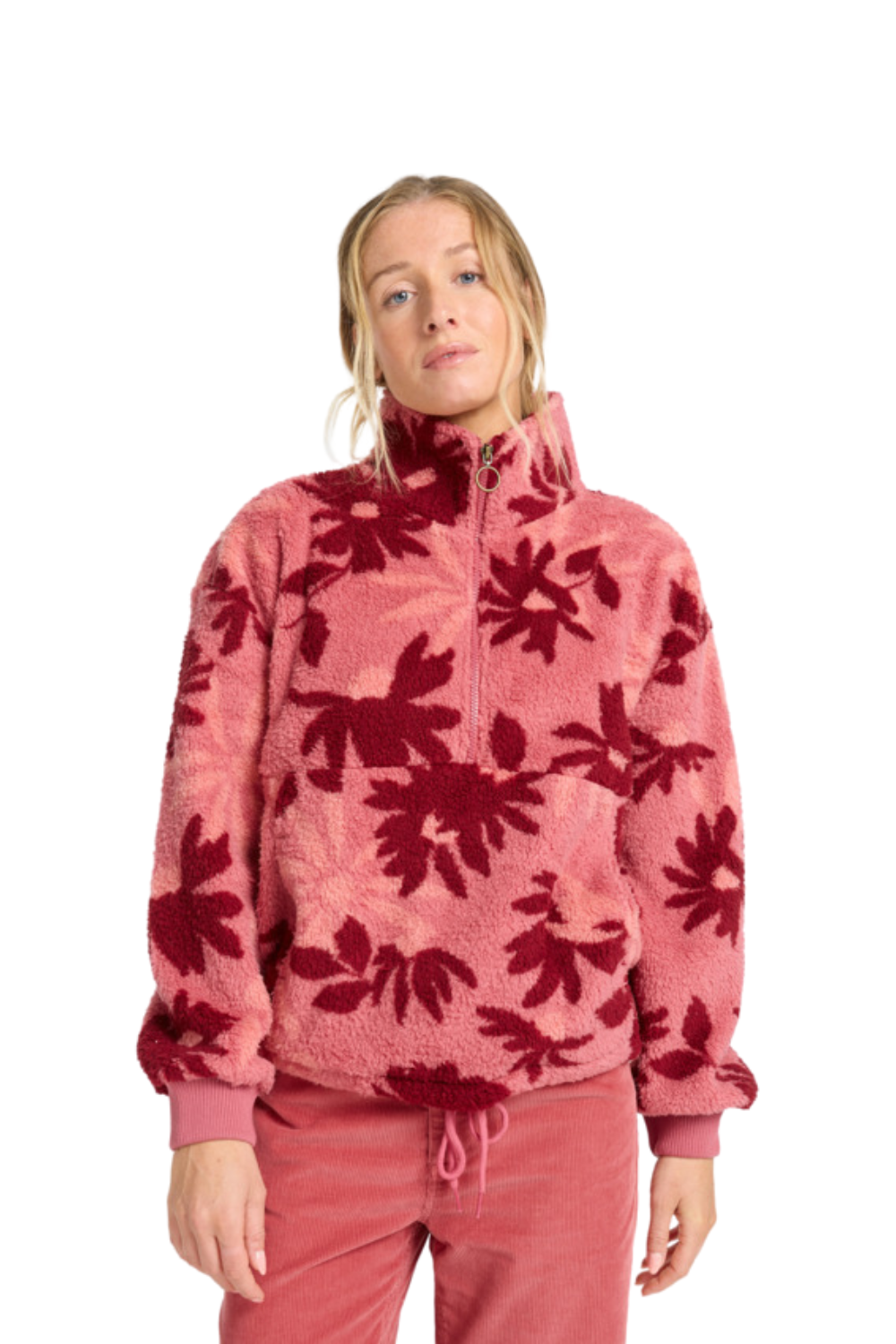 Billabong Time Off Half Zip Polar Fleece Mauve Rose