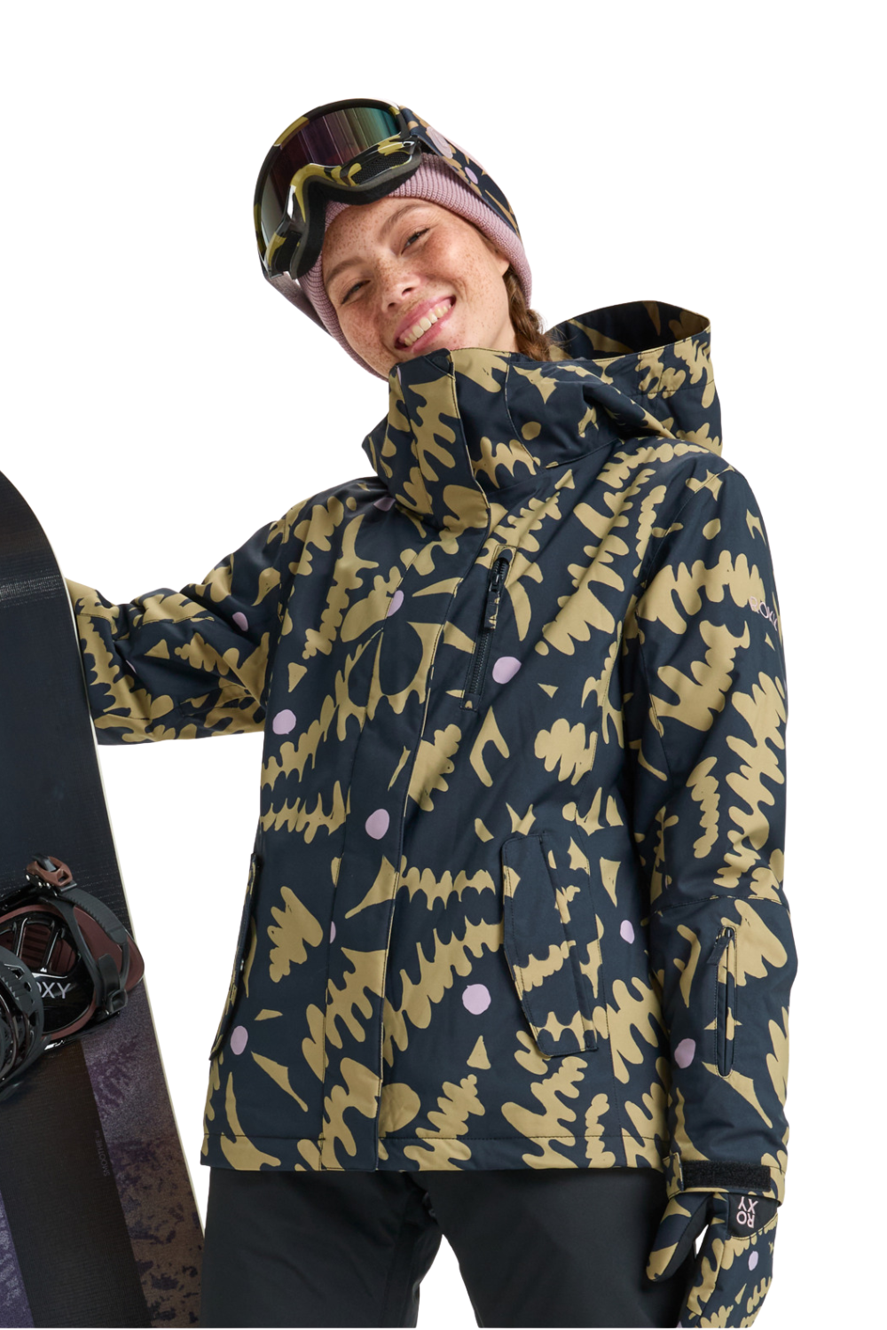Roxy Womens Jetty Technical Snow Jacket Fennel Seed Big Flower