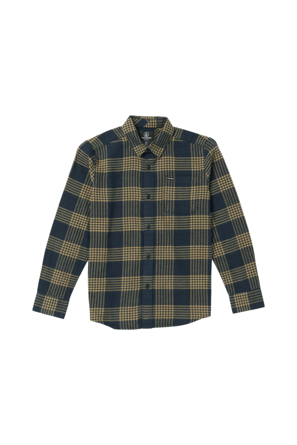 Volcom Caden Plaid Kids Long Sleeve Shirt Navy