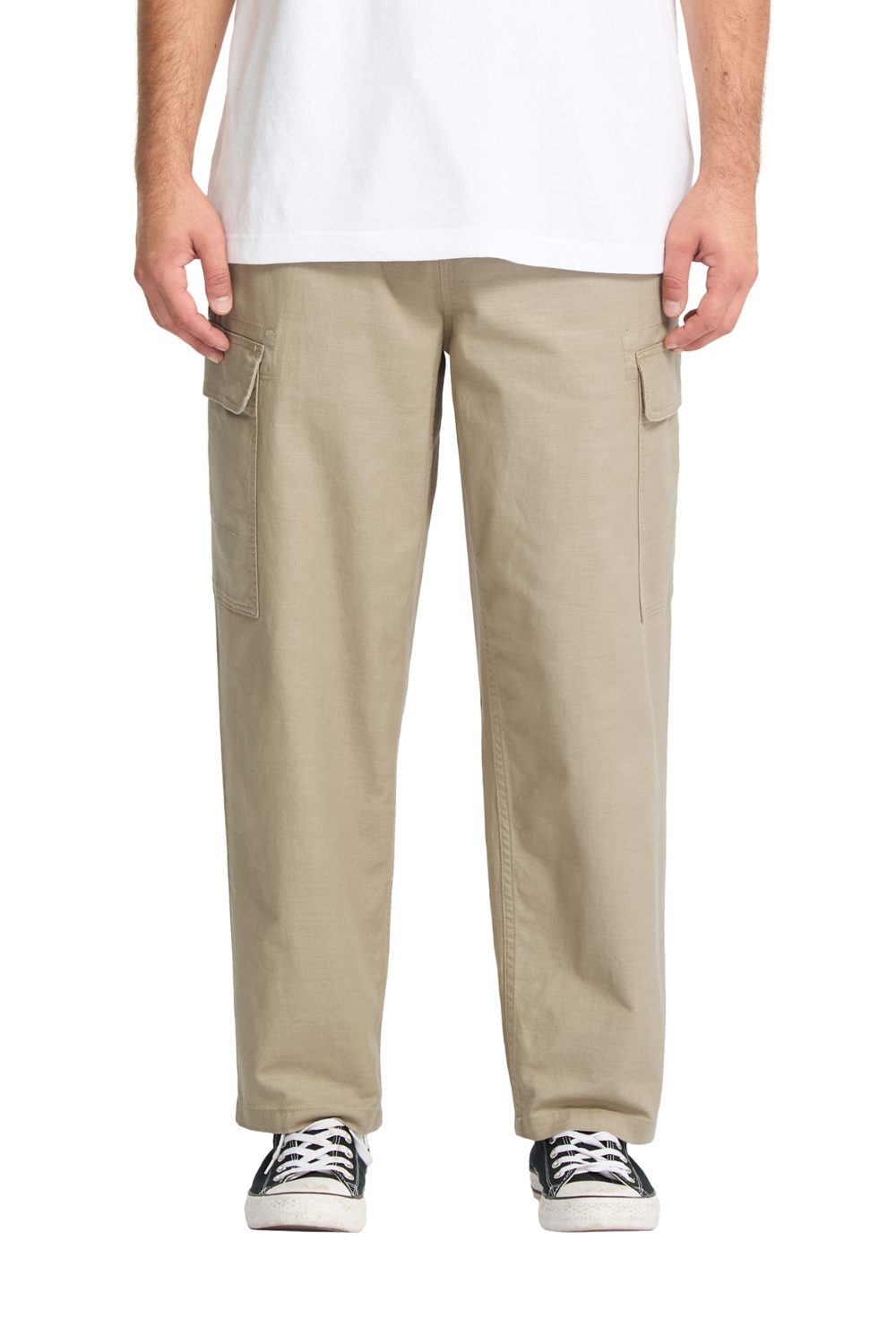 Volcom Billow Tapered Elasticated Waist Cargo Trousers Khaki