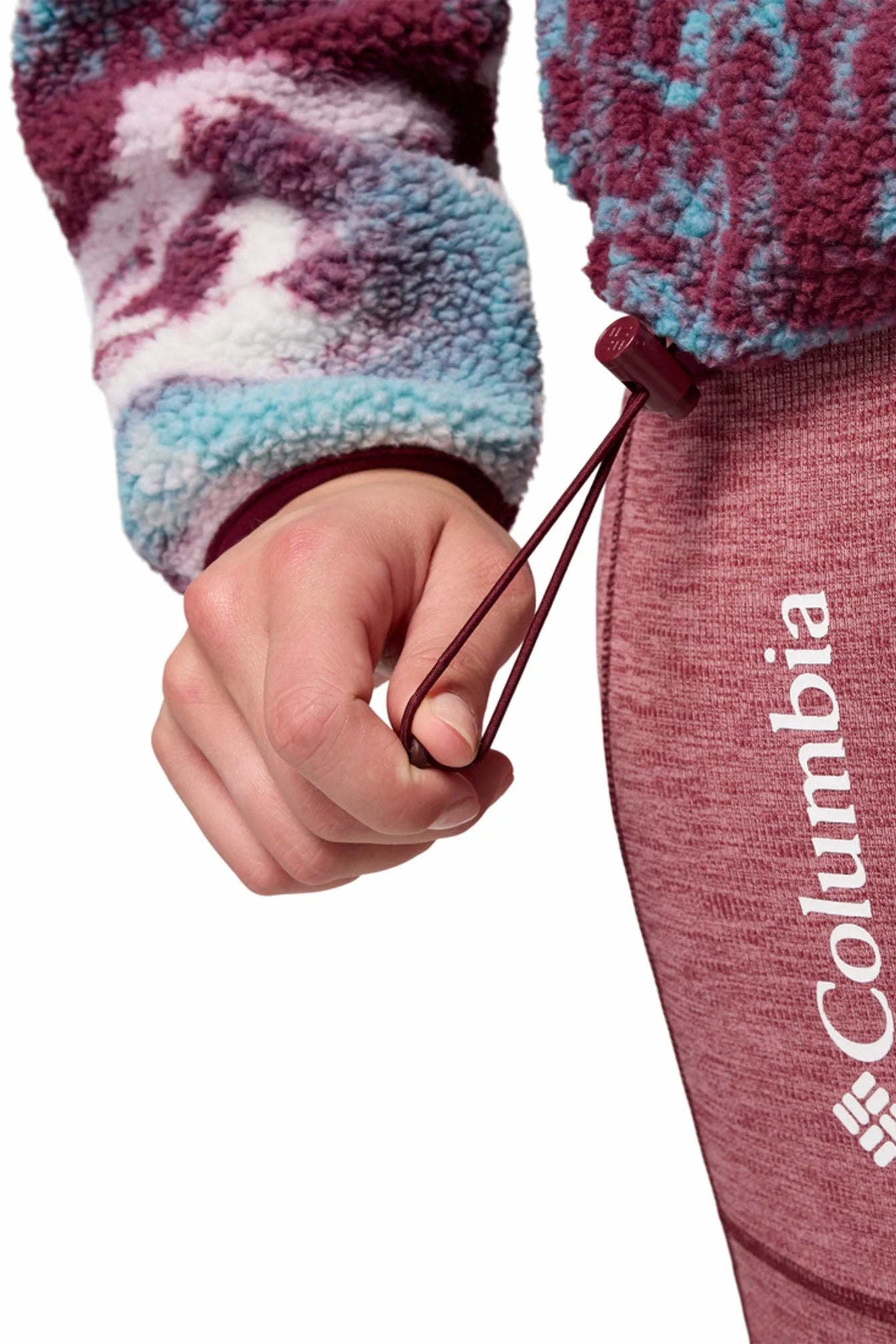 Columbia Helvetia Ii Printed Cropped Half Snap Fleece Rich Wine Sisters Rich Wine