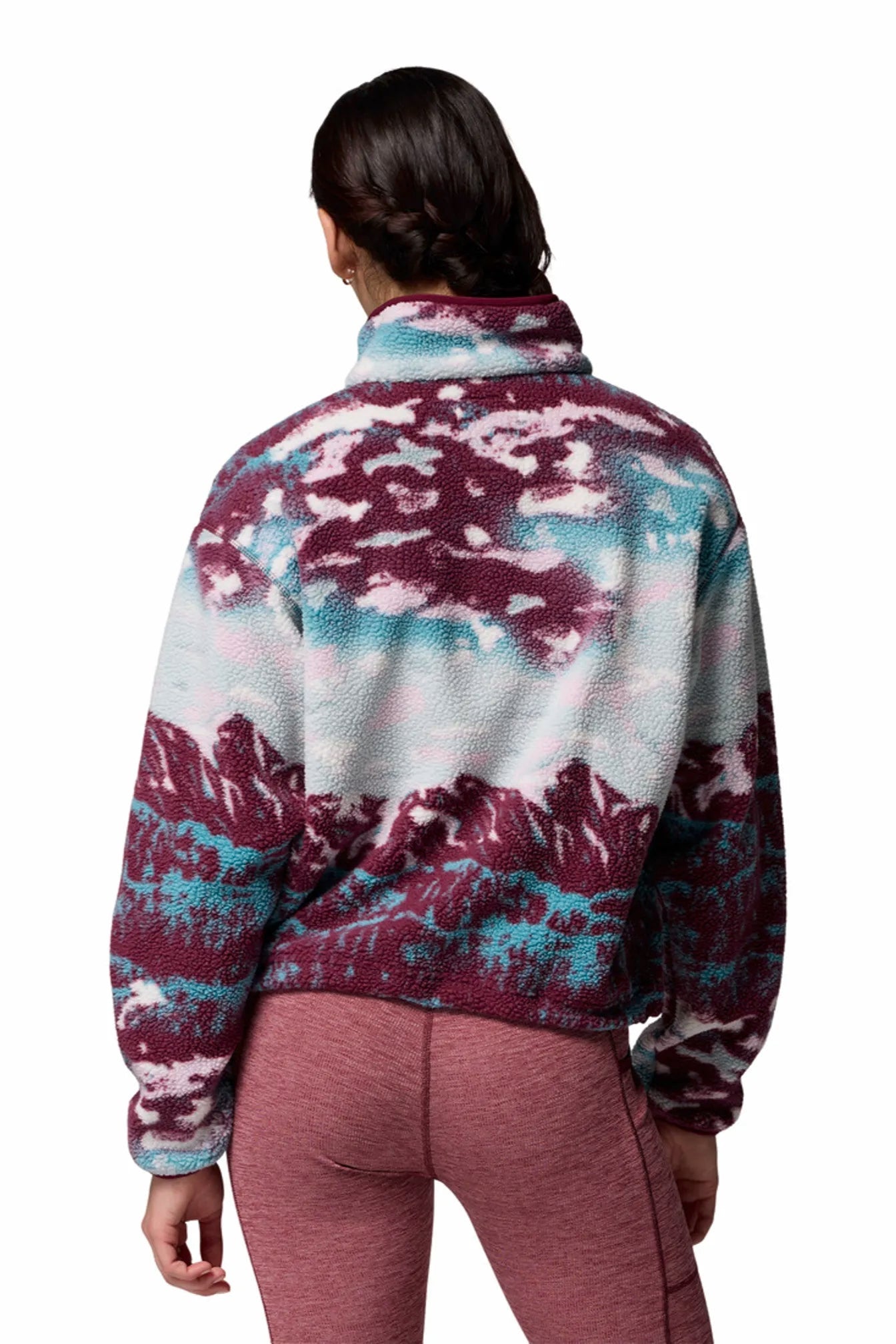 Columbia Helvetia Ii Printed Cropped Half Snap Fleece Rich Wine Sisters Rich Wine