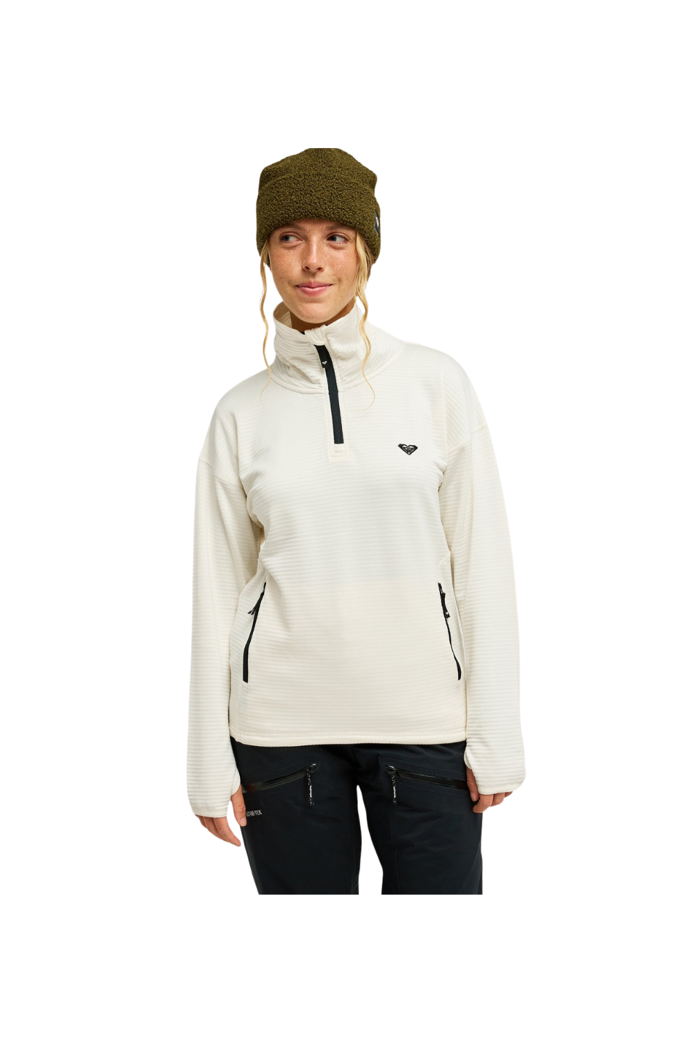 Roxy Snowstride Womens Half Zip Technical Mid Layer Top Whisper White