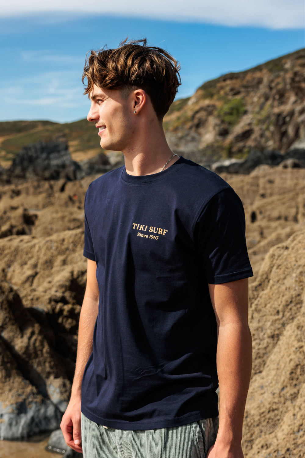 Tiki Saunton Longboard Mens T-Shirt Dark Navy