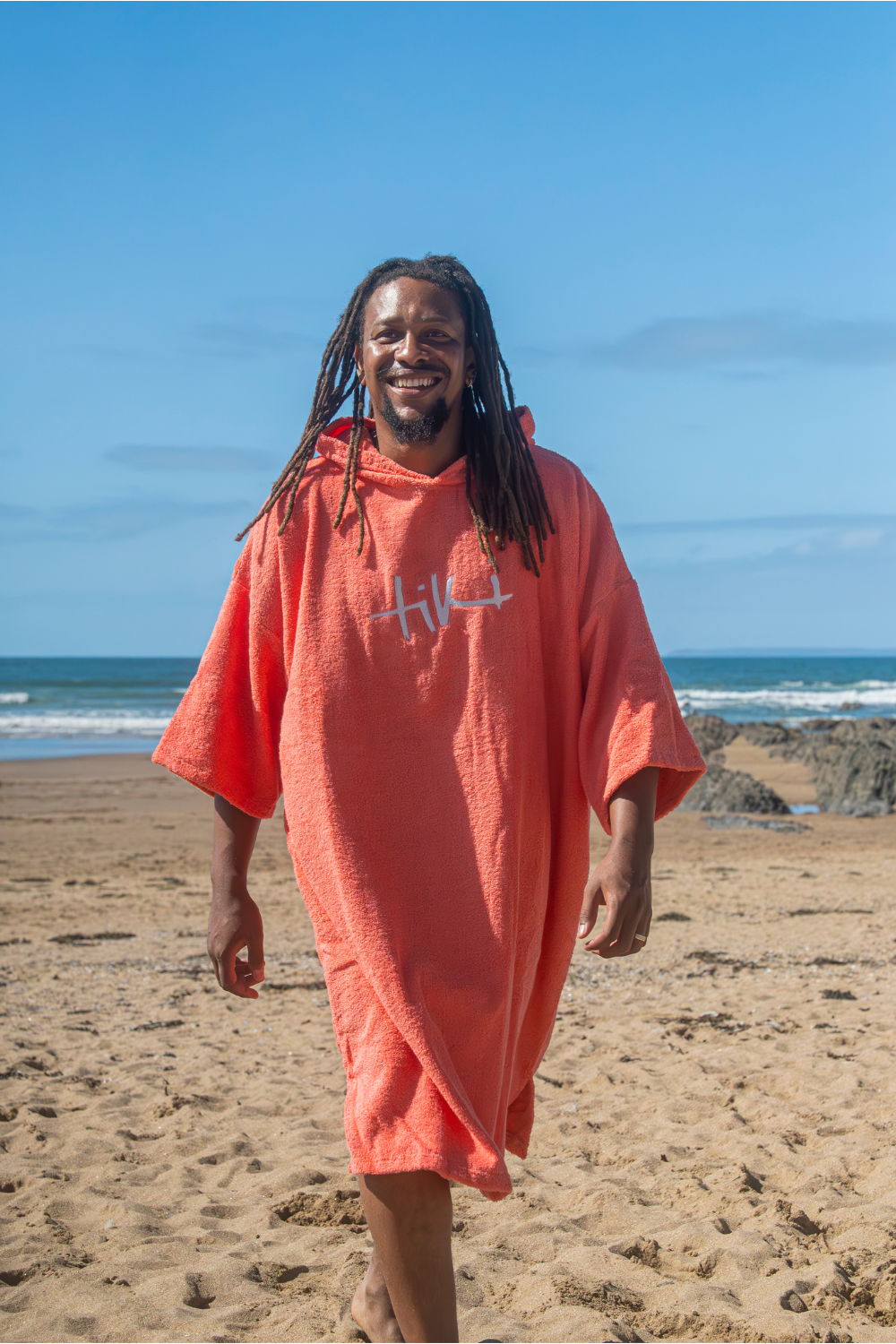 Tiki Adults Hooded Change Robe Living Coral