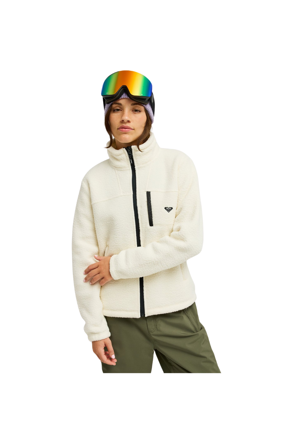 Roxy Alabama Womens Full Zip Fleece Jacket Whisper White