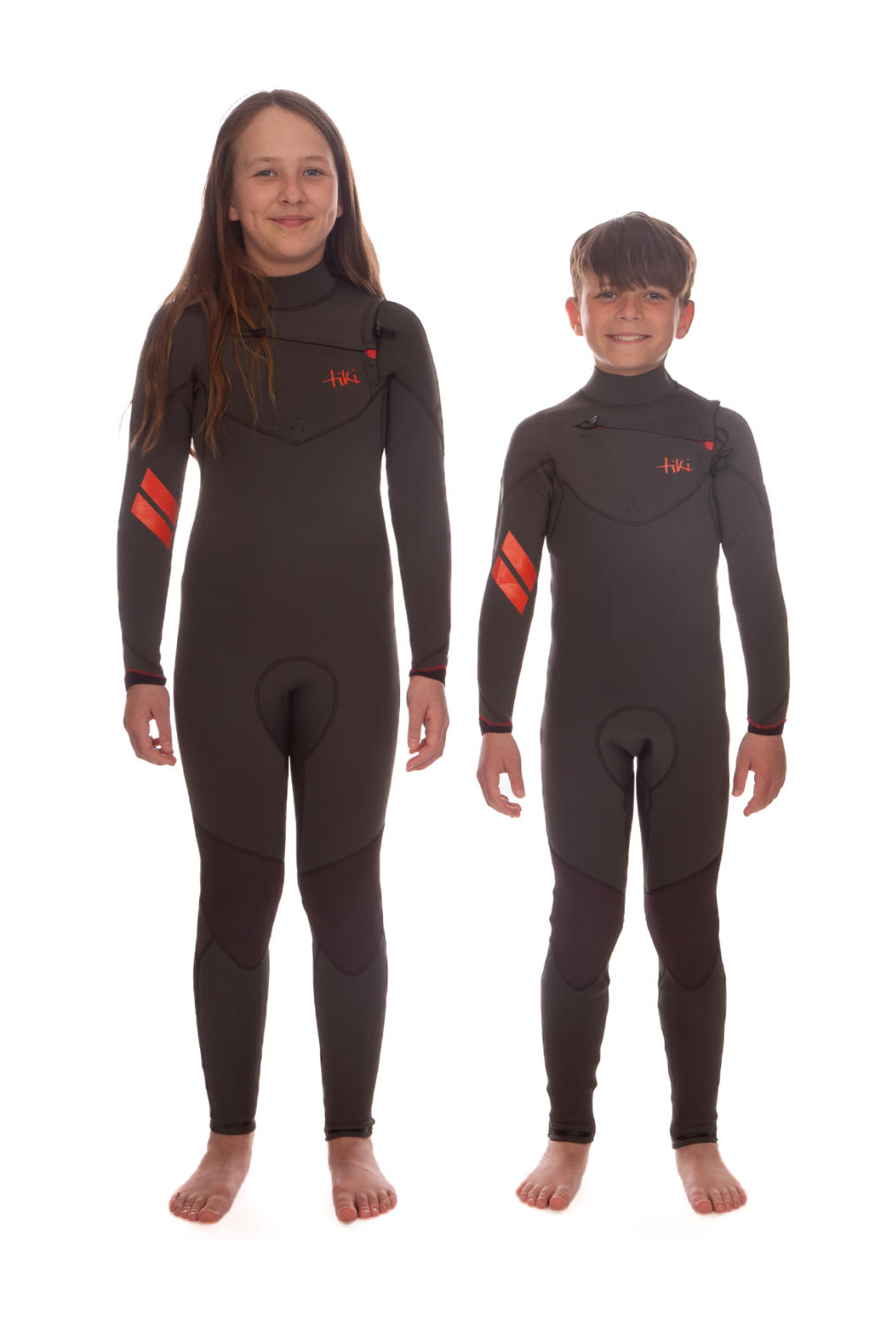 Tiki Zepha 4/3mm Junior Wetsuit Chest Zip Charcoal