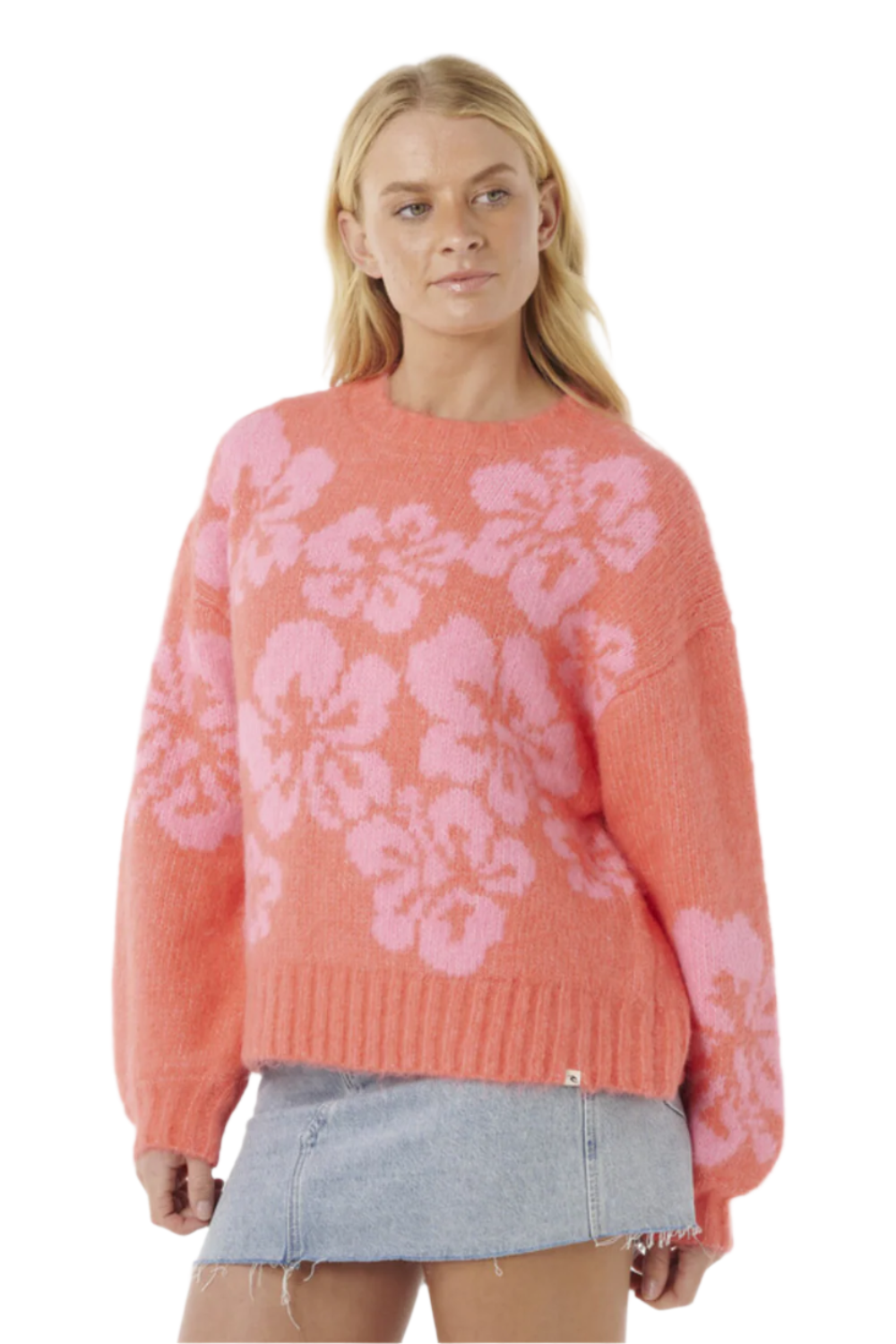 Rip Curl Hibiscus Heat Jacquard Crew Watermelon