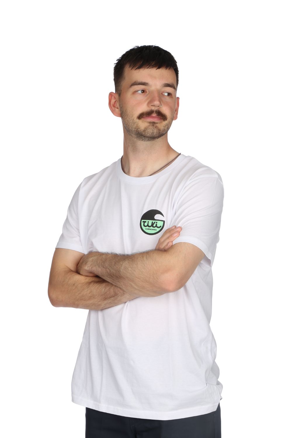 Tiki Surfboard Logo T-Shirt Vintage White