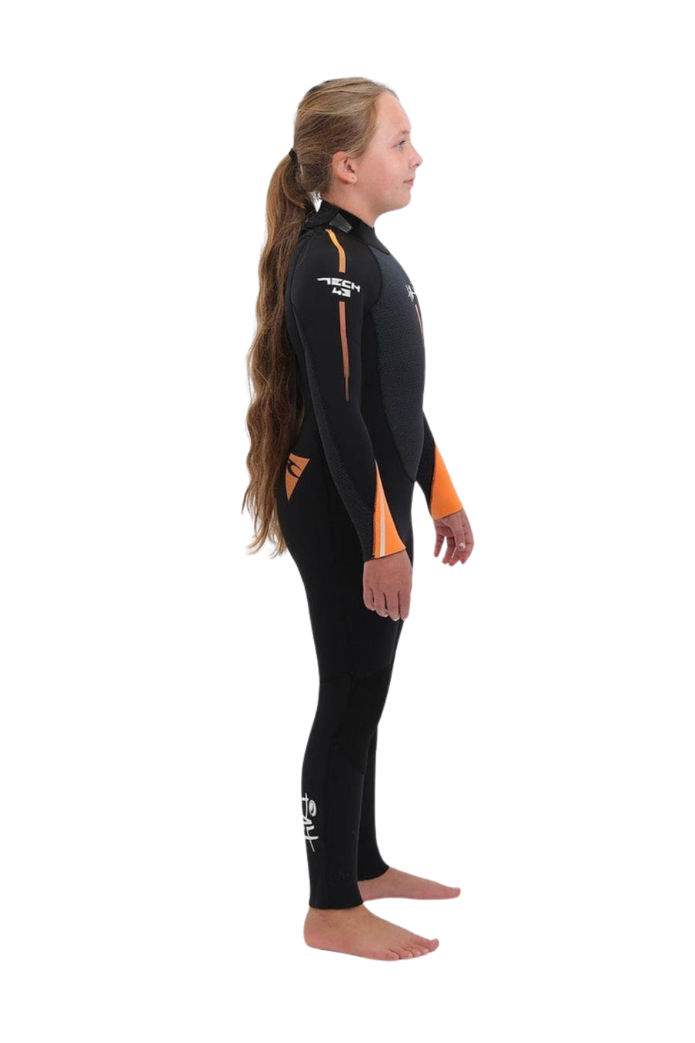 Tiki Tech 4/3mm Junior Wetsuit Back Zip Black/Orange